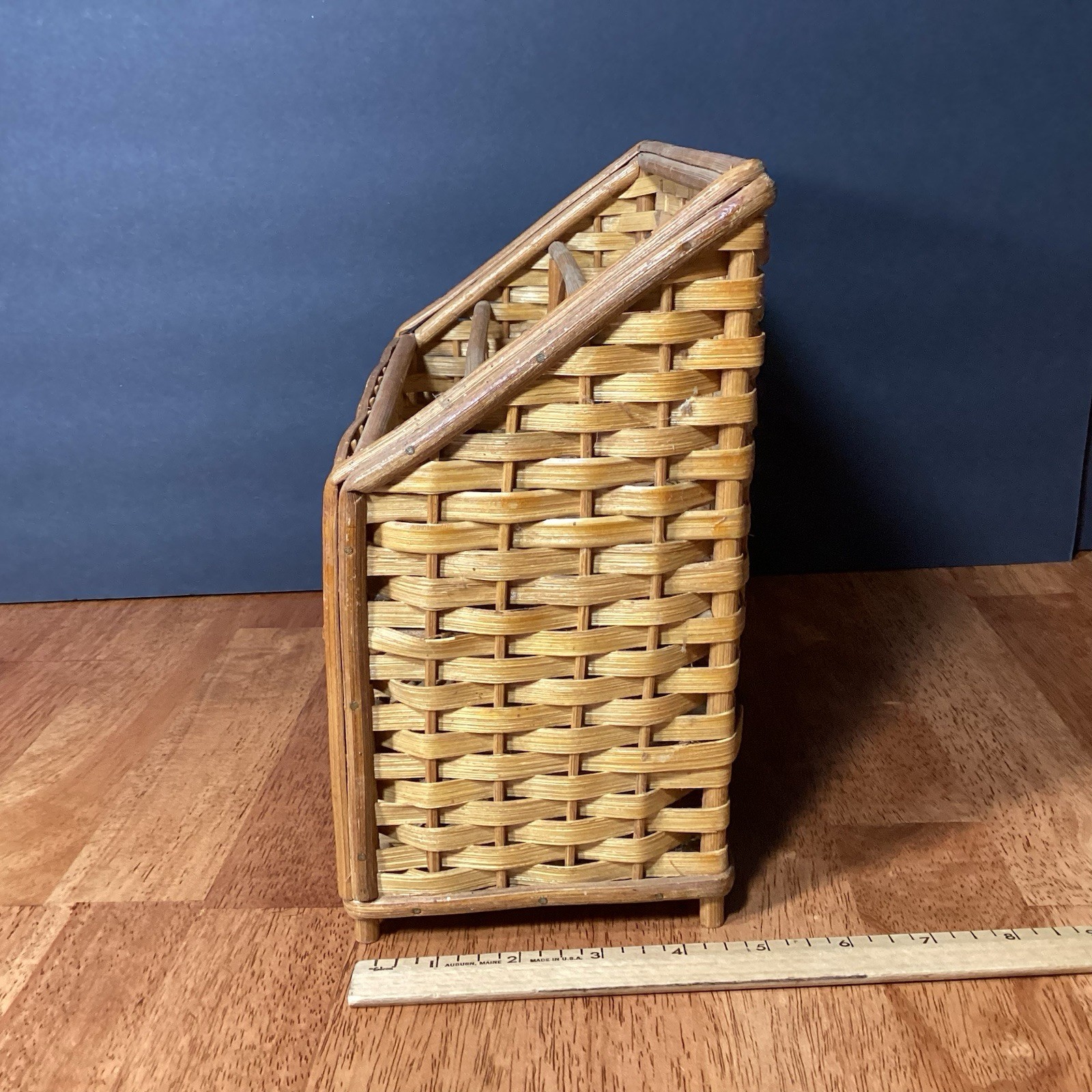 Wicker Rattan Desk Top Letter/Bill Office Work Organizer Boho Hong Kong