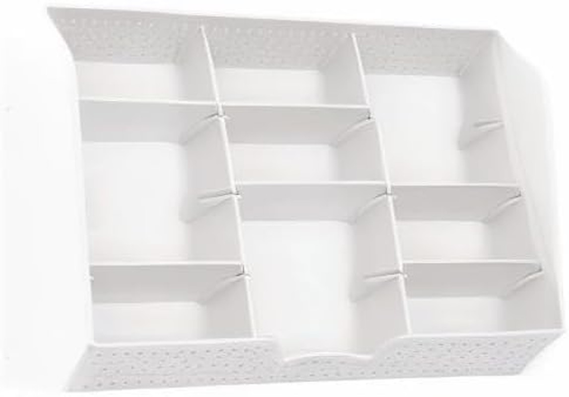Drawer Organizer Tray with 9 Adjustable Compartments, White