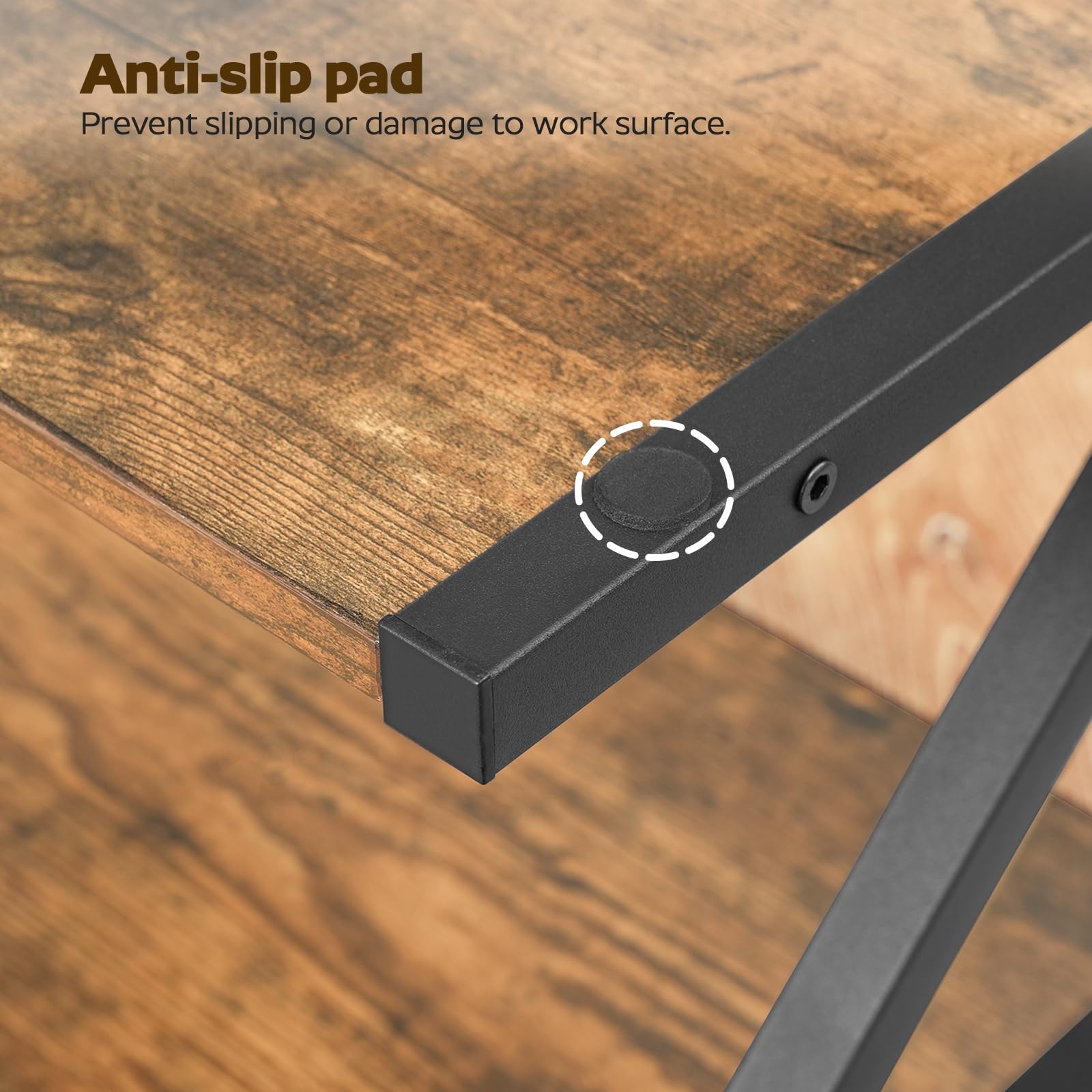 YATINEY Desktop Printer Stand, 2-Tier Table Rustic Brown and Black