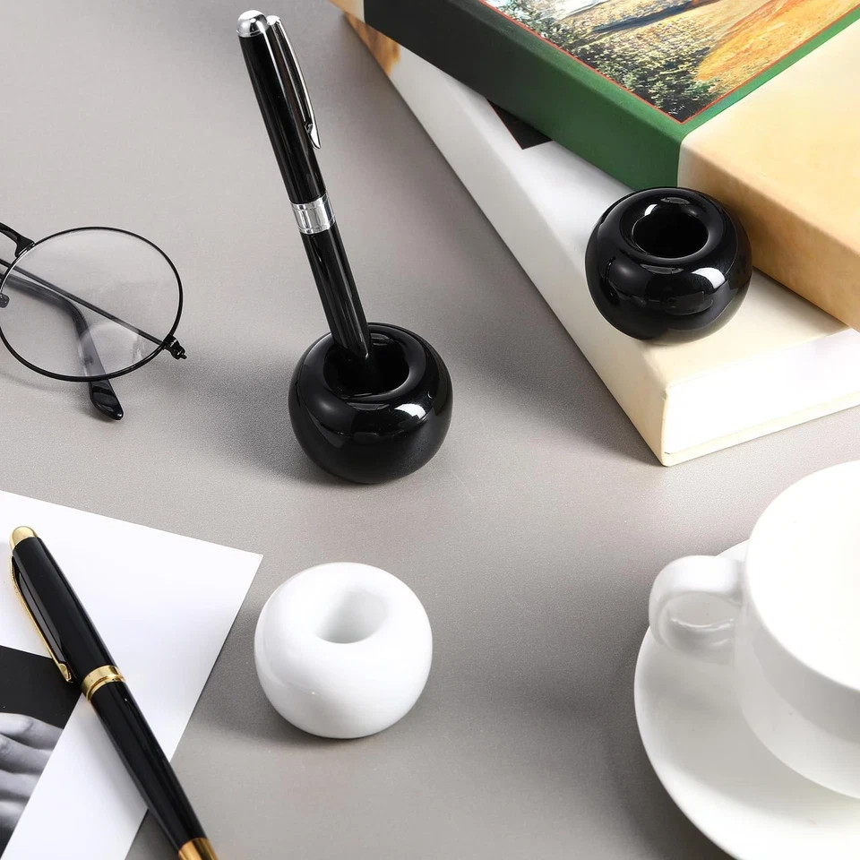 3 Pieces Ceramic Pen Stand Single Pen Holder for Desk Desktop Display,