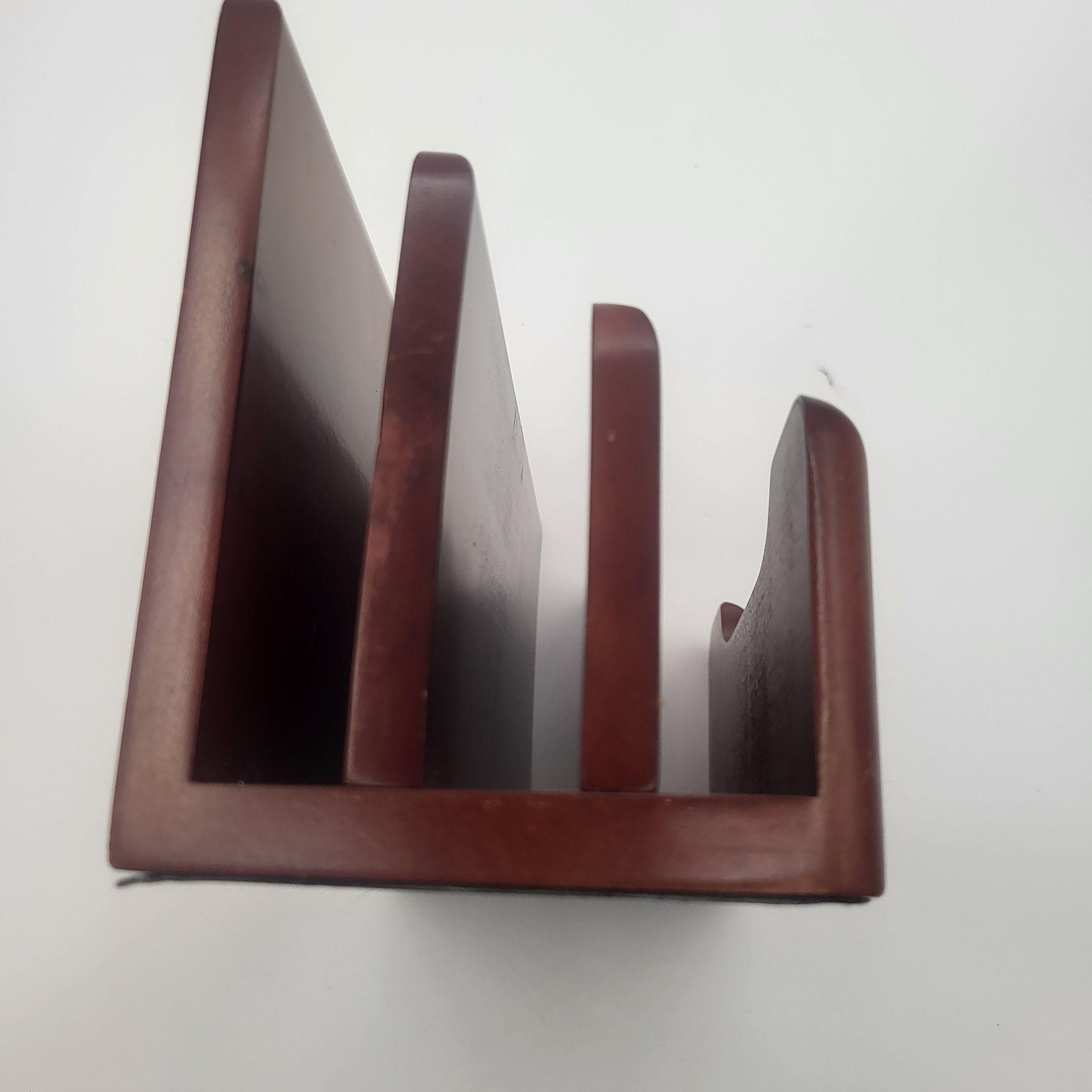 Wood Desktop Mail Letter Organizer 3 Slot Riser Brown Office Holder File Sorter