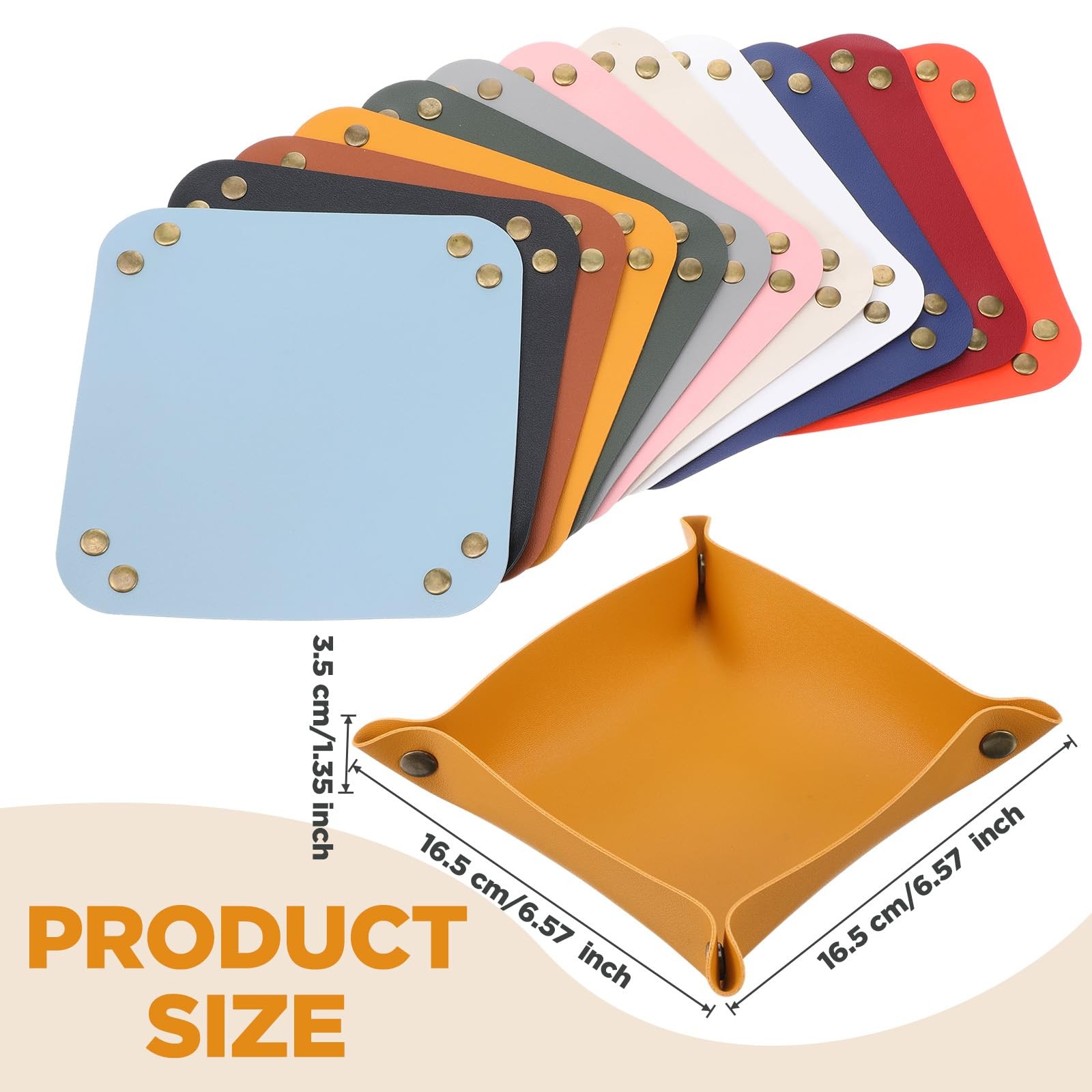 Pafeooui 12 Pcs PU Leather Valet Tray, Foldable Catchall Medium, 12 Colors