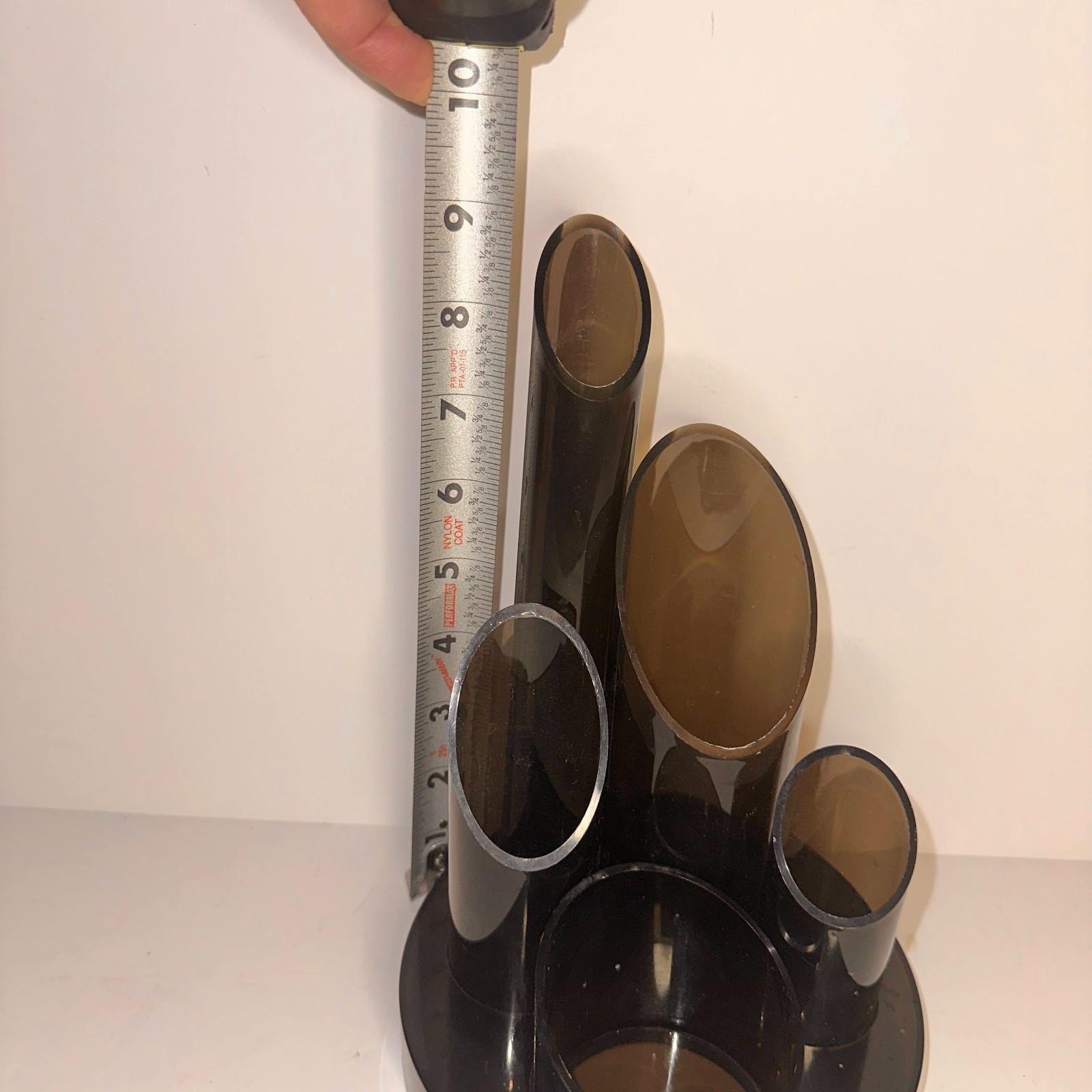 Vintage 1970s Atomic Office Desk Organizer Smoke Gray Plastic Tubes MCM Retro