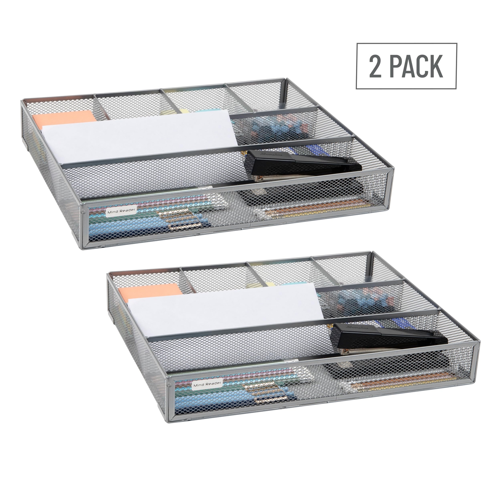 Metal Mesh Drawer Organizer Tray 15″x12″ Office Utensil Storage Silver