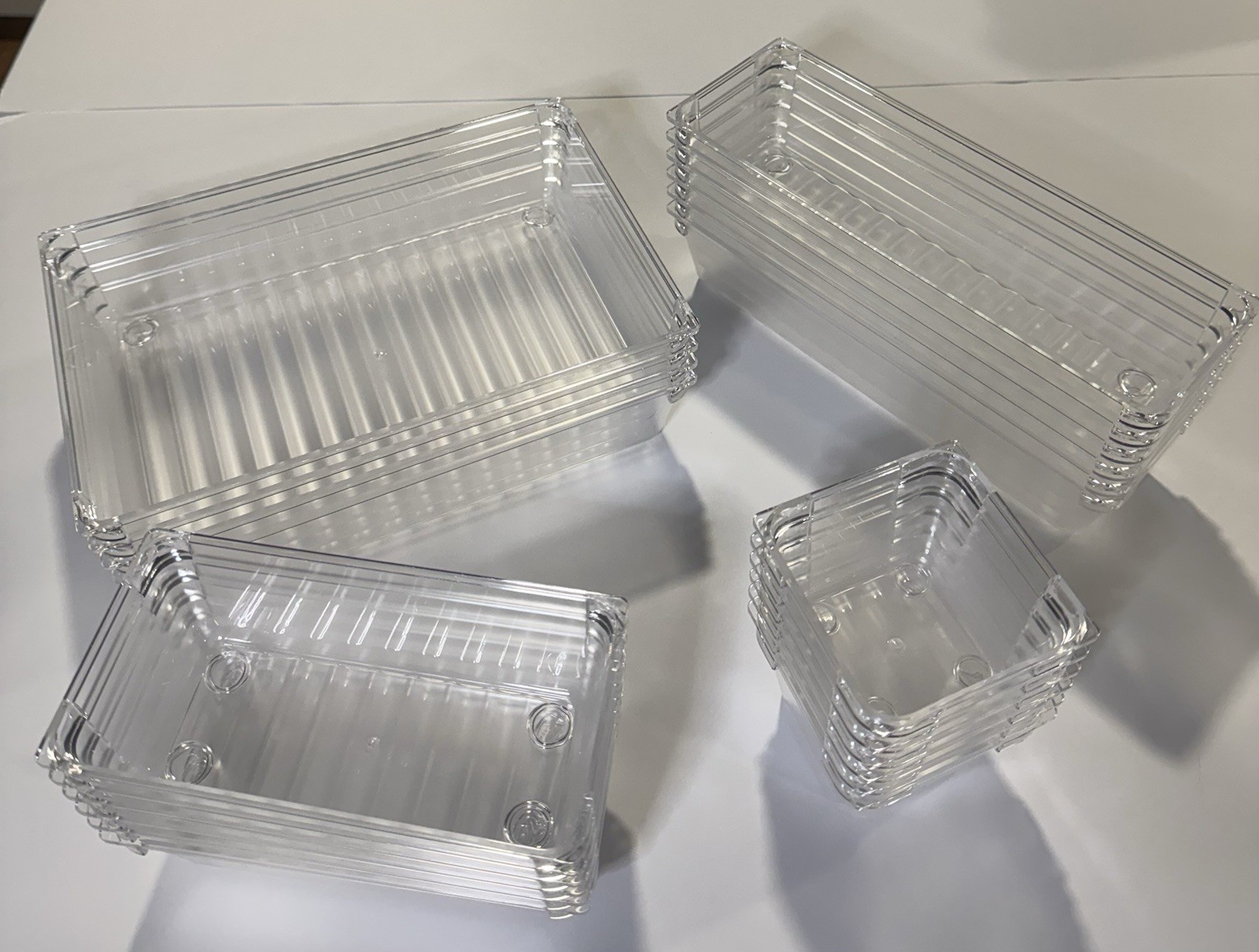 22 Piece Clear Plastic Stackable Drawer Organizer Tray Set