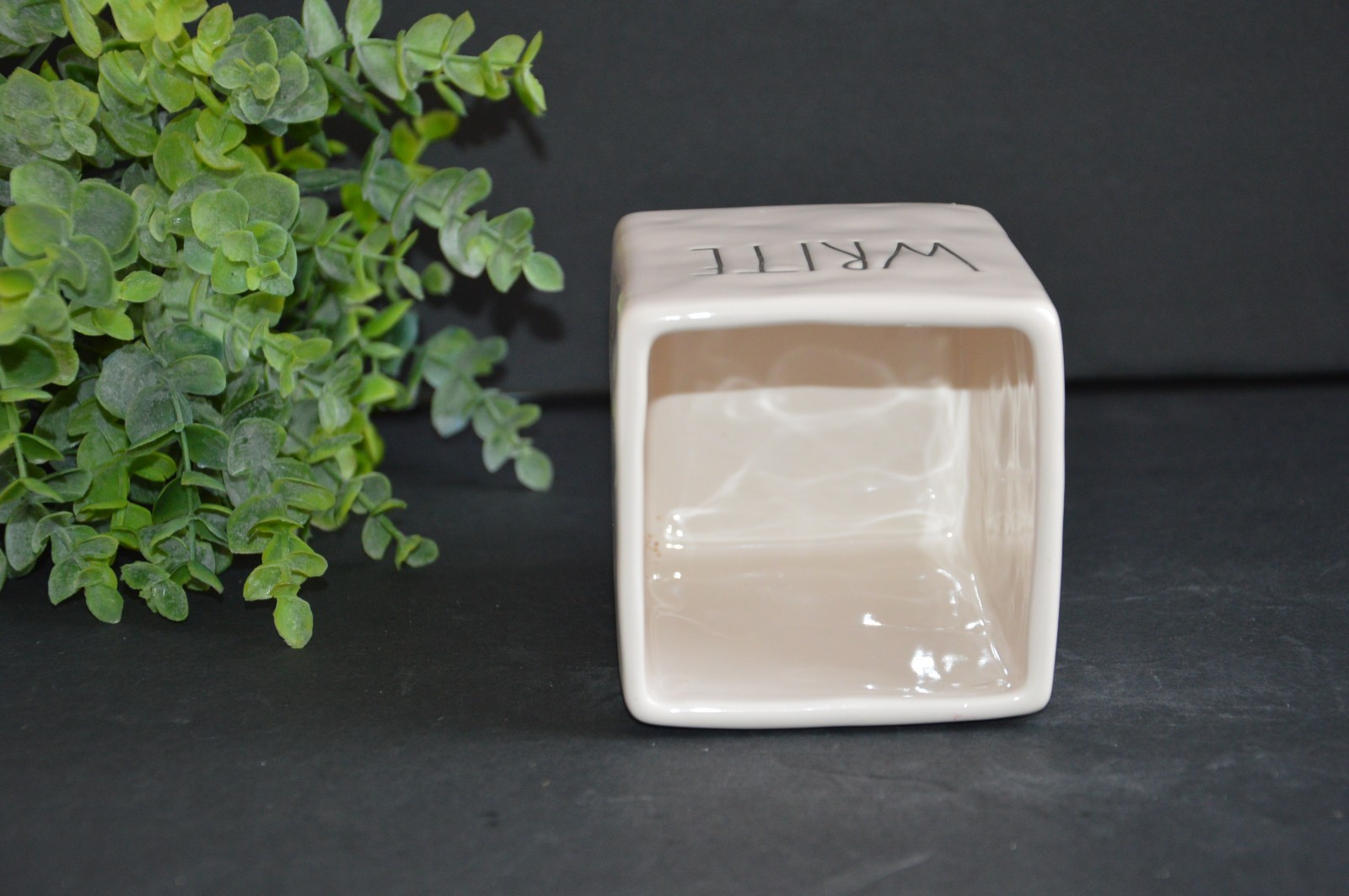 New Rae Dunn By Magenta Black & White WRITE Ceramic Pen and Pencil Holder