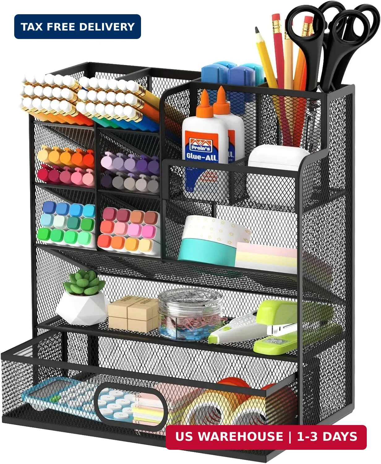 Pen Organizer for Desk – Multi-Functional Pencil Holder with Drawer Desk Organiz