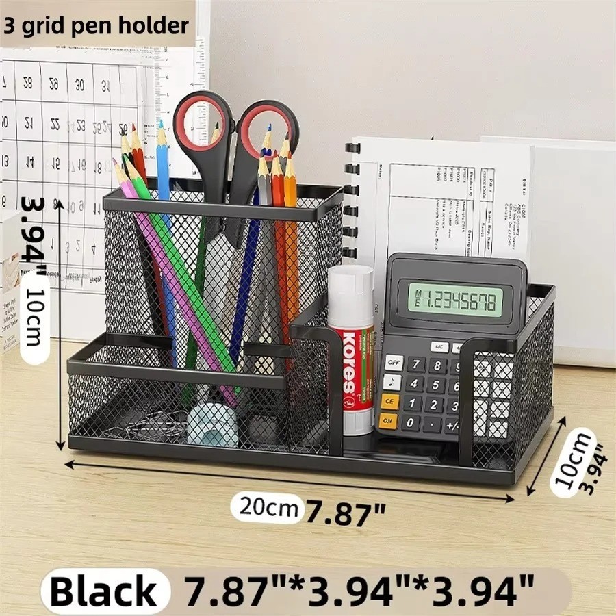 Black Mesh Desk Organizer Pen Pencil Holder Office Supplies Storage Caddy