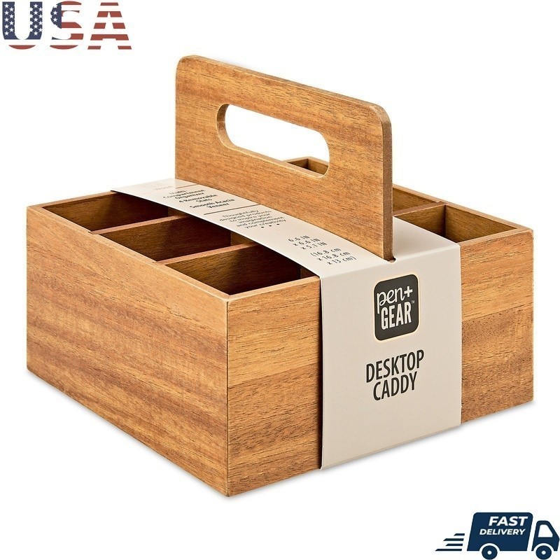 Desktop Caddy Organizer 6 Compartments Removable Slats Office Storage Solutions