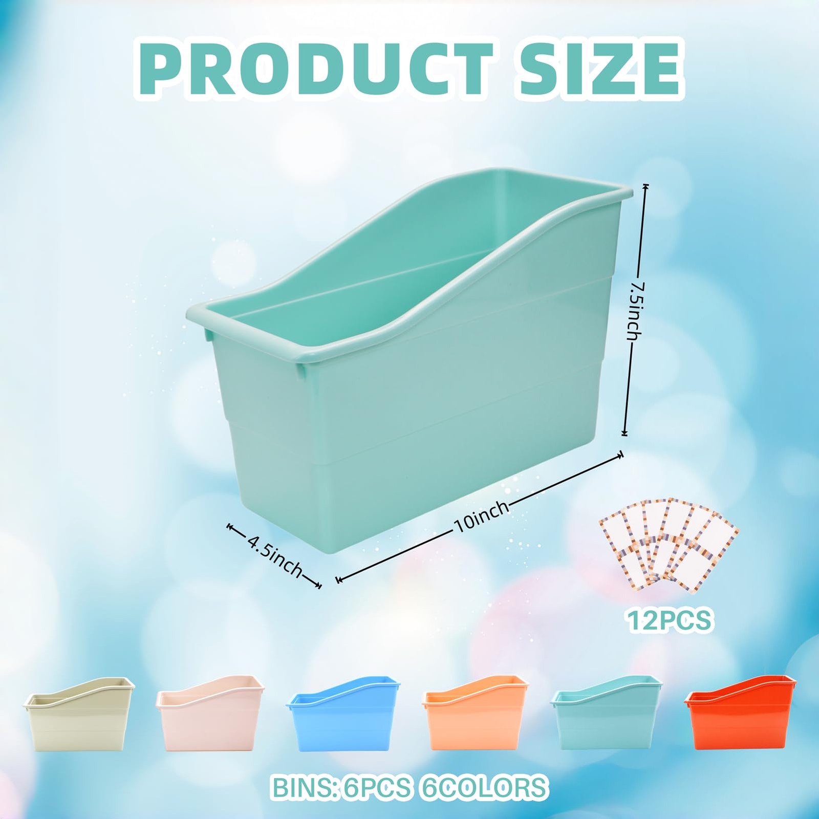 6 PCS Magazine Holders Book Bins Plastic Binder Organizers Pastel Colors