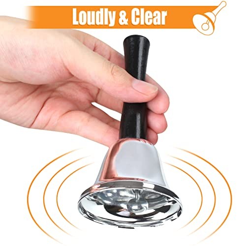 2 Pack Hand Bell Silver Steel Ringing Bell Classroom Dinner Service Call Bell