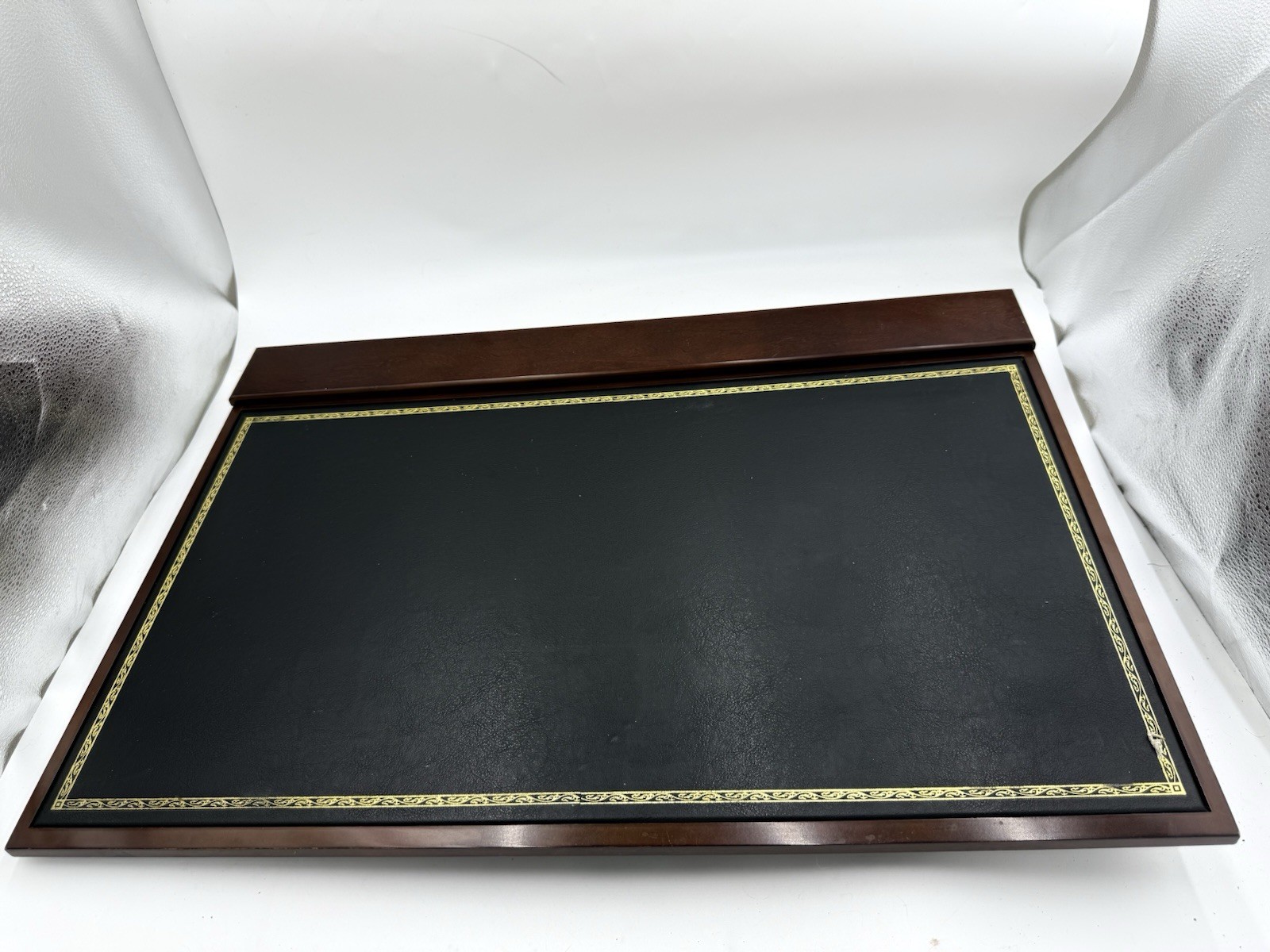 ✨✨Vintage Bombay Co Executive Desk Wood&Leather Pad Blotter Golden Accents✨✨