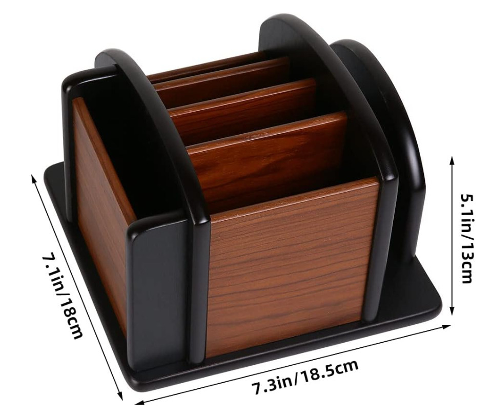 Wooden Desk Organizer, Desktop Office Supplies Storage Remote Control Caddy H…