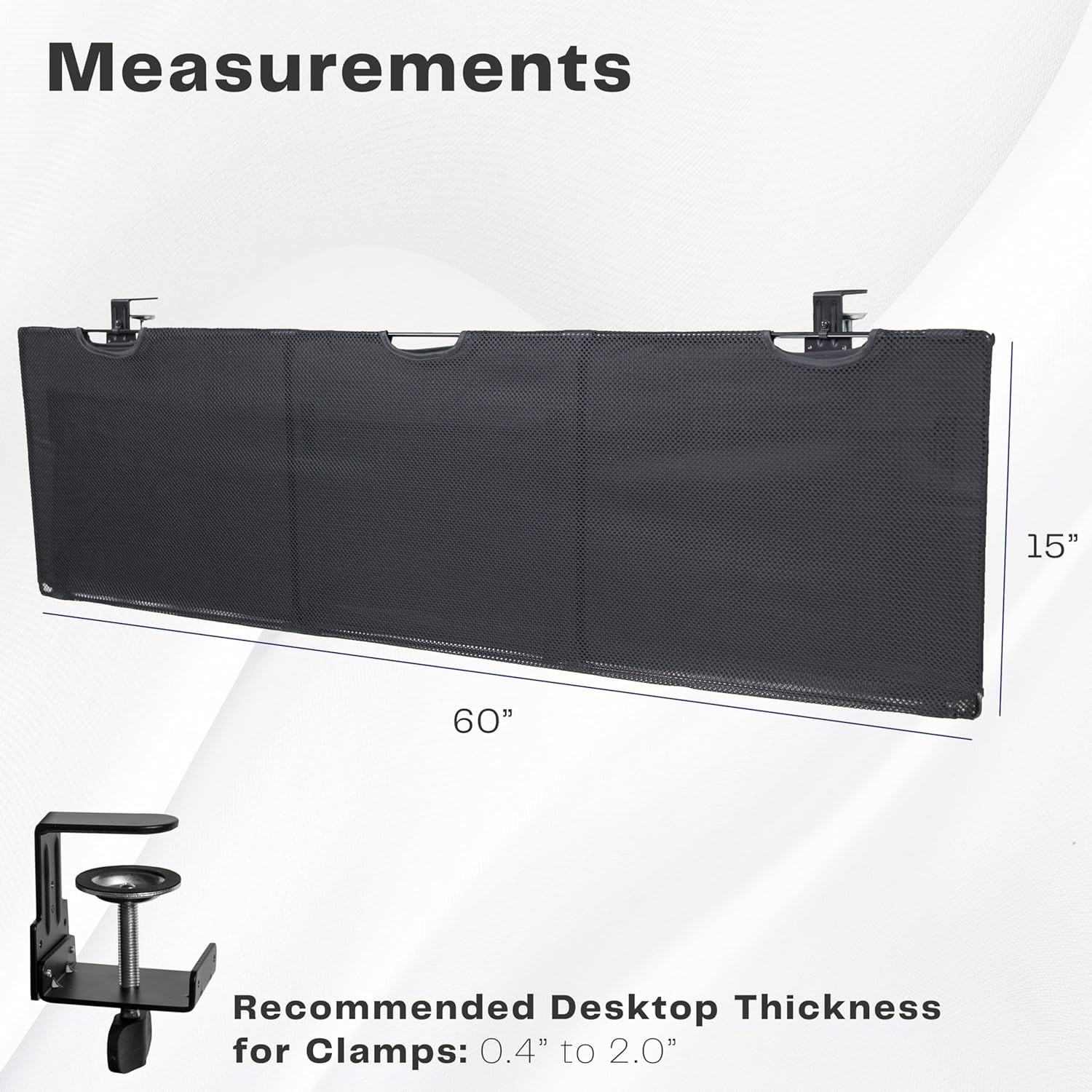 VIVO Clamp-on Privacy Cable Management Organizer Sleeve – 60″L x 15″W – Black