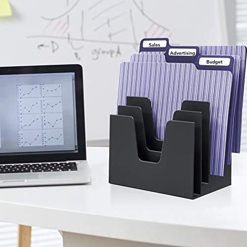 Acrimet 5 Section Incline File Sorter Organizer, Mail, 5 Sections, Black