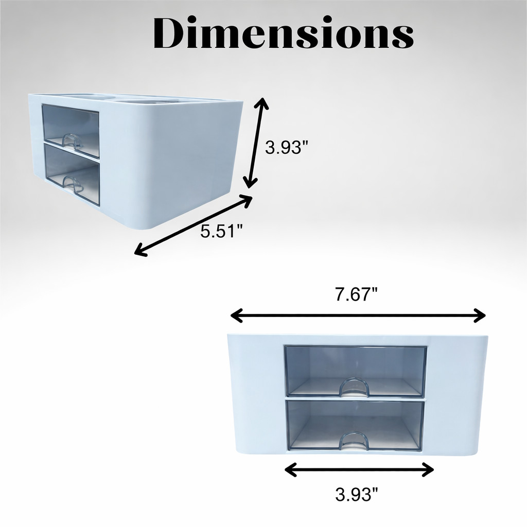 Compact Desk Organizer with Drawers for Stationery, Makeup, Jewelry – Blue