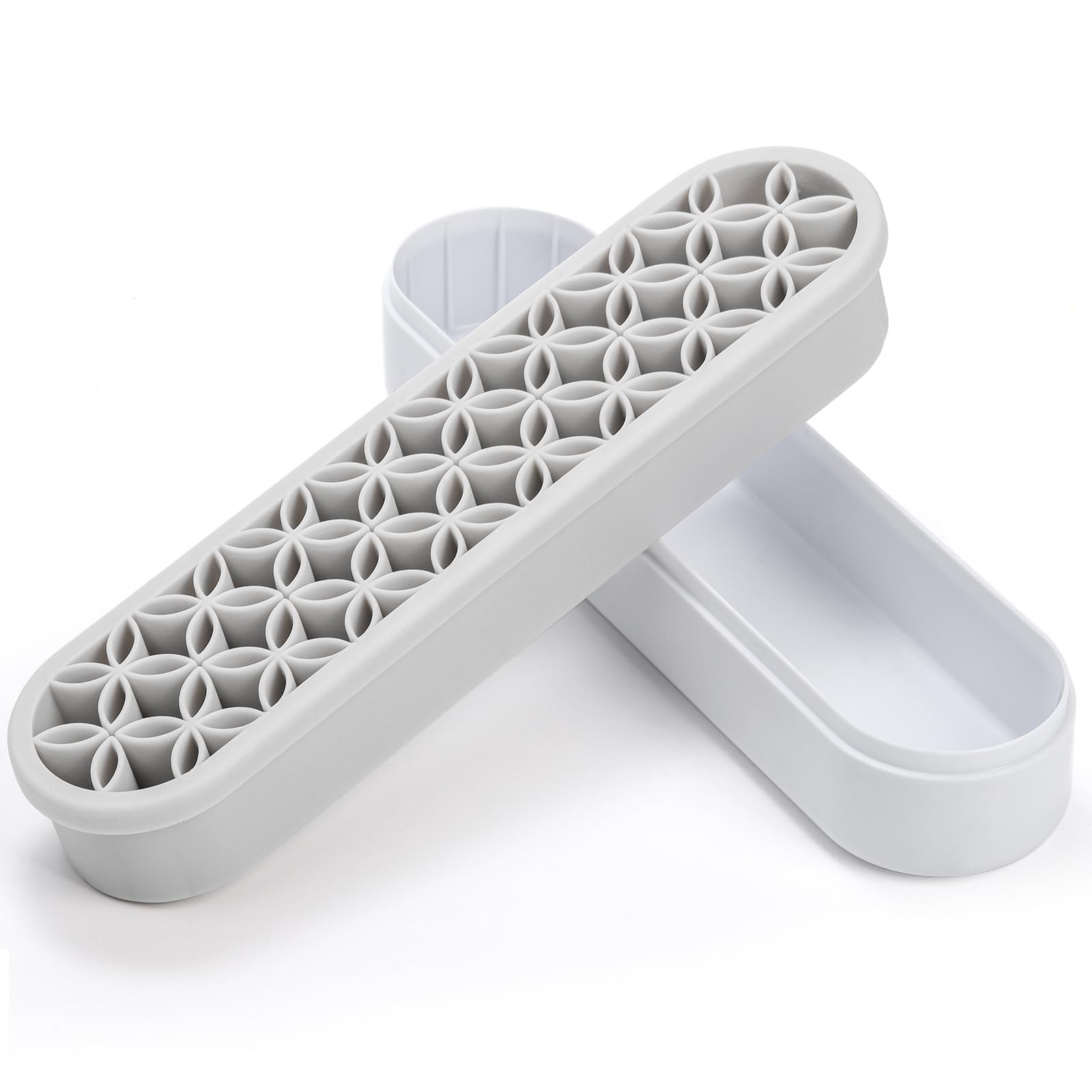 Elsjoy 3 Pack Silicone Makeup Brush Holder, Desktop Pink, Gray, Green