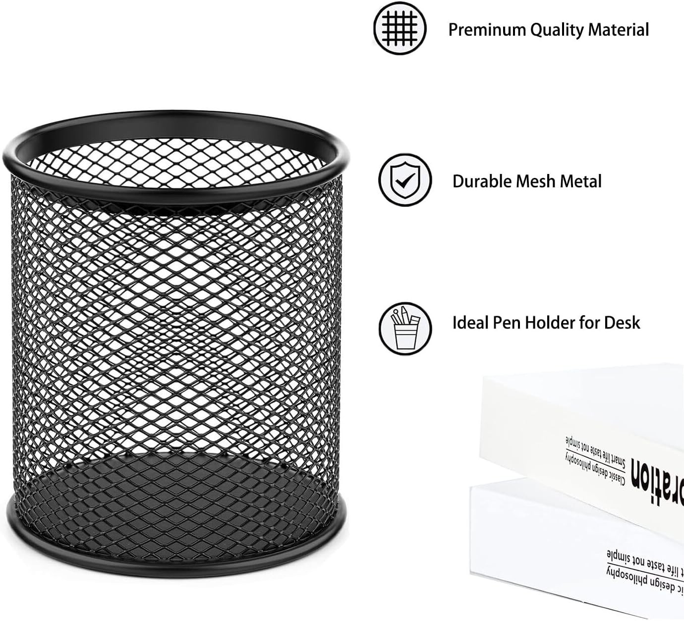 Durable 4-Pack Black Metal Pen Holders – Ideal Desk Organizers for Home & Office