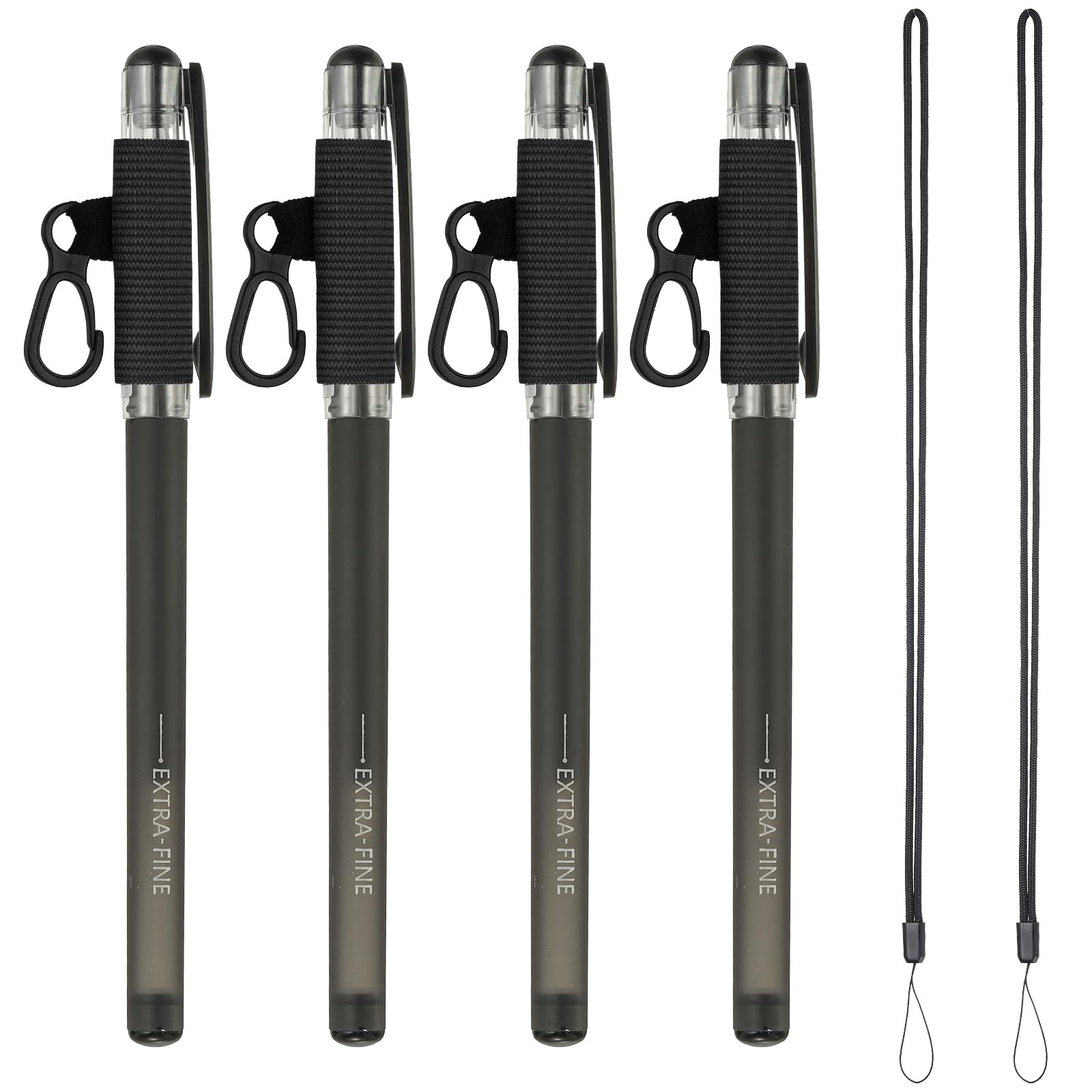 4Pcs Elastic Pen Holder with 2 Lanyards, Anti Lose Portable Pen Holder for Ne…