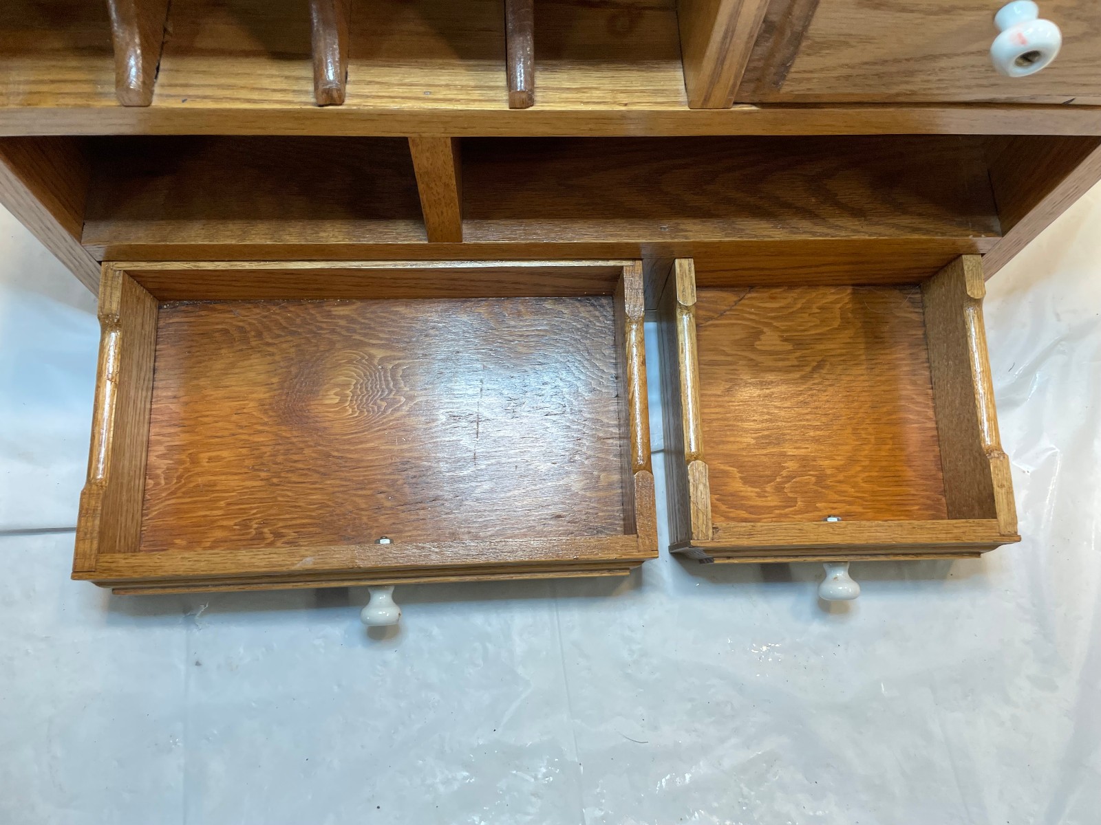 Vintage Desk Organizer Oak Wood Office Mail Letter Holder Executive 18 x 16 x 7