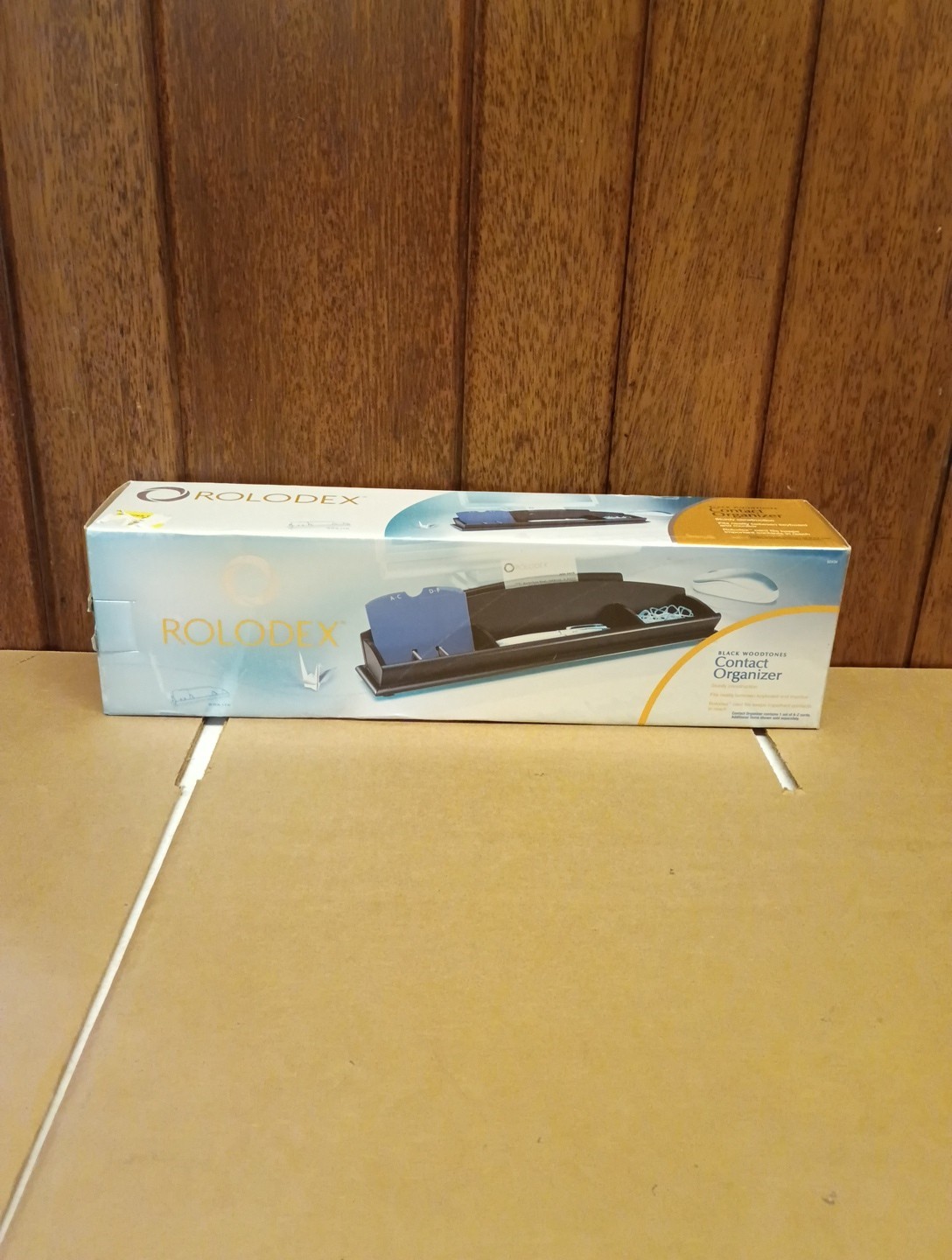 Rolodex Black Woodtones Contact Organizer for Keyboard / Monitor + A-Z Cards New