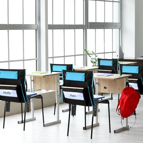 24 Pcs 17“ x 15.5“ Chair Pockets for Classroom Chair Organizer with Pencil Ca…