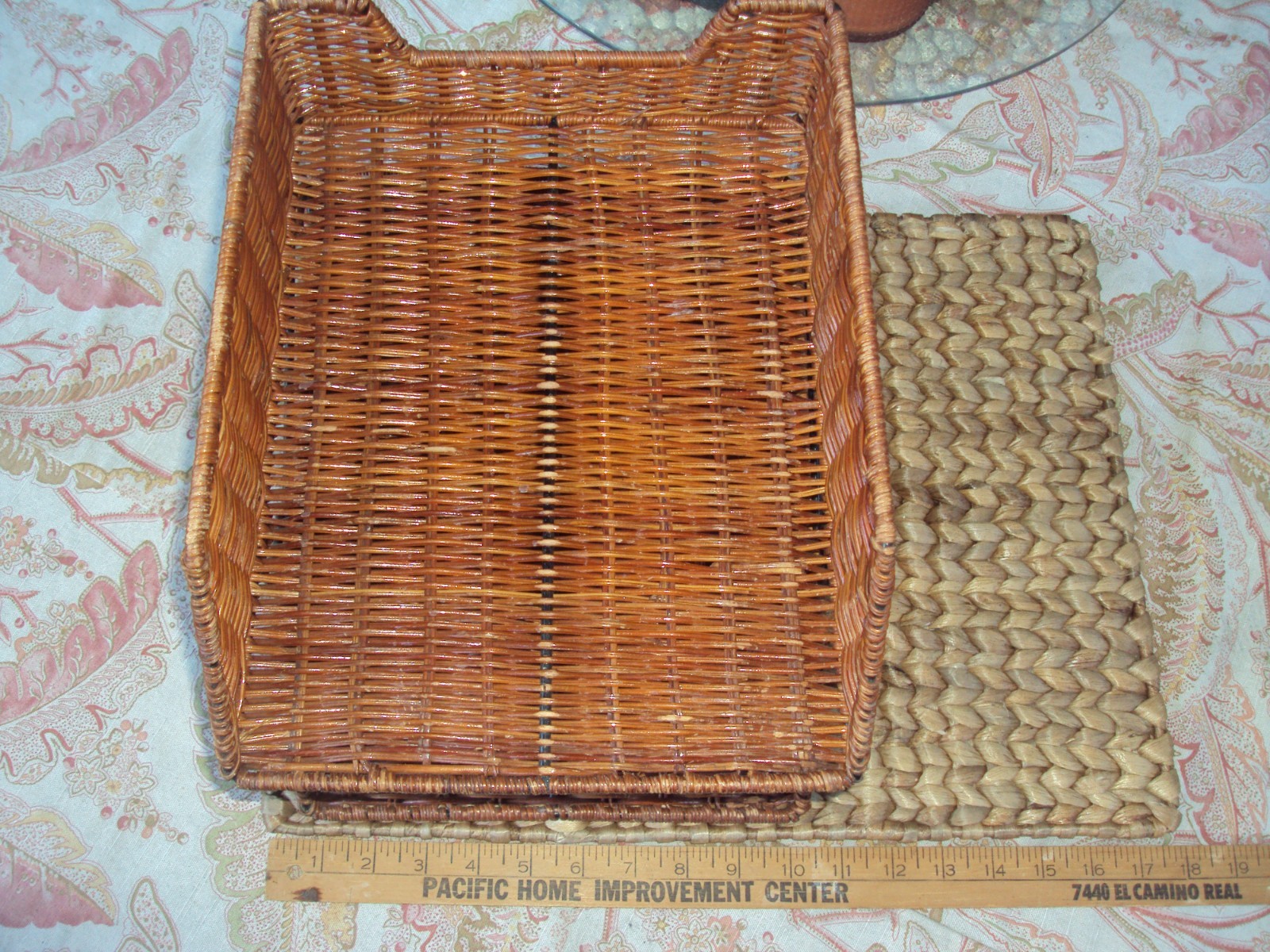Vintage Desk File Tray Wicker Rattan Office Supply 2-tier Organizer