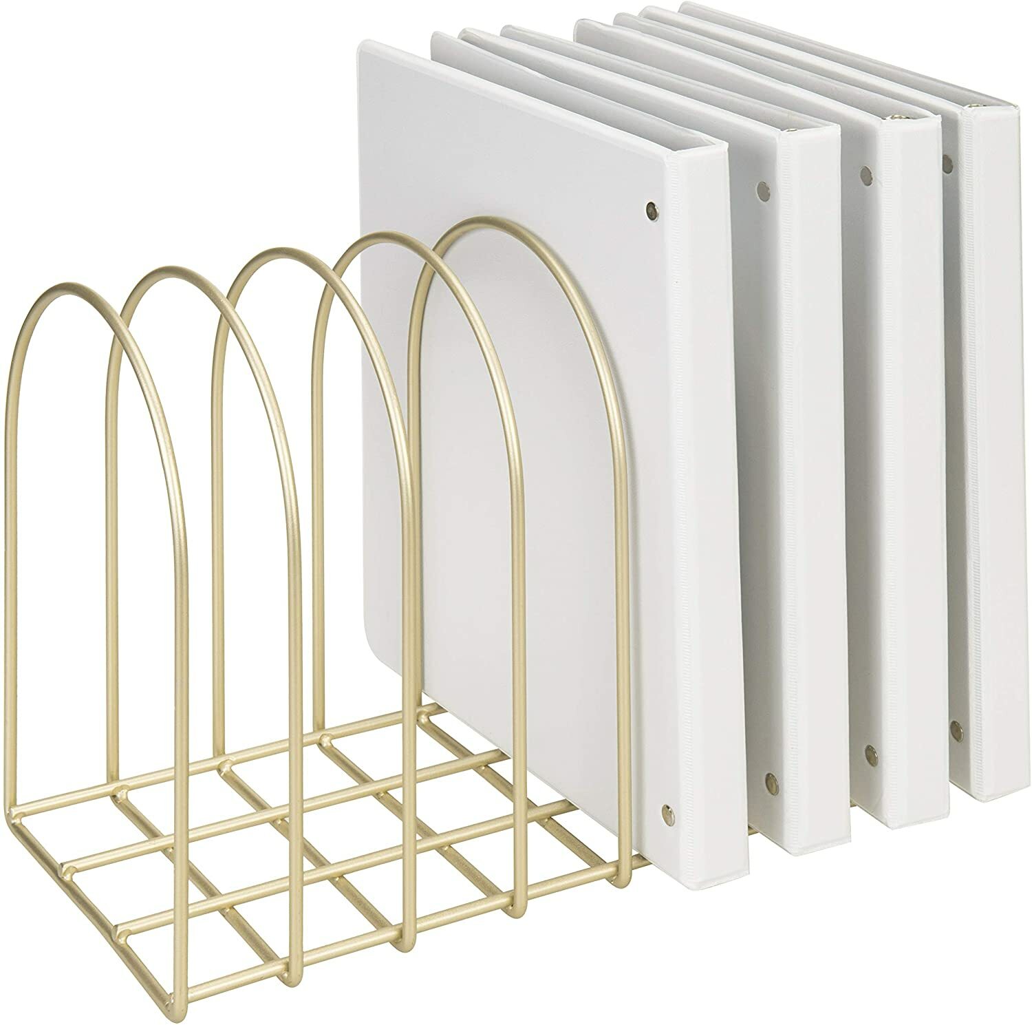 MyGift 8 Slot Vintage Brass Toned Metal Wire Arch Desktop File Folder Rack