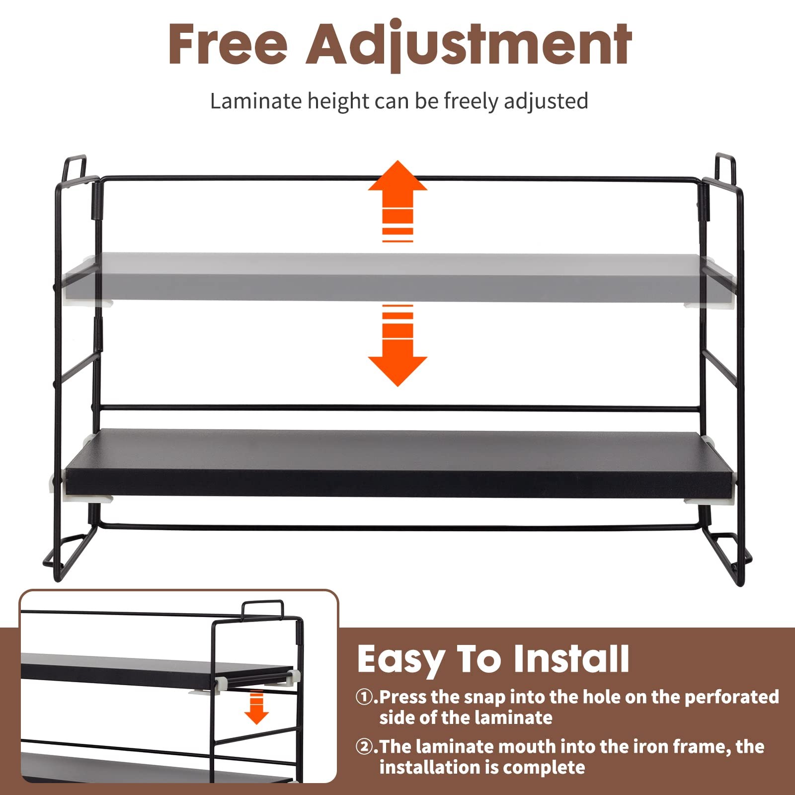 ShellKingdom Desk Shelf Organizer, 3 Tier Desktop Large 3 Tier, Black