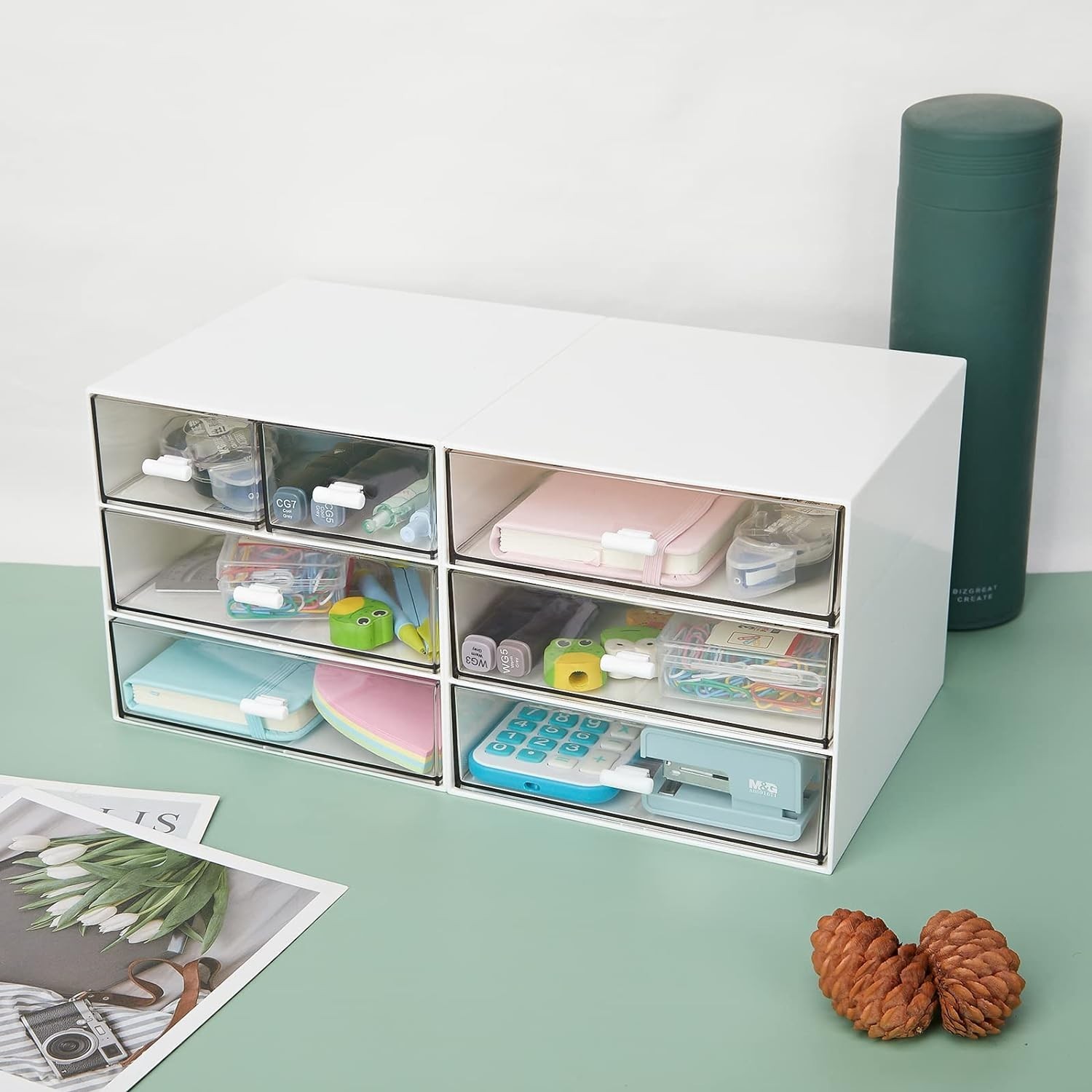 Compact Clear Plastic Desk Organizer with 3 Drawers – Tidy Your Workspace Today!