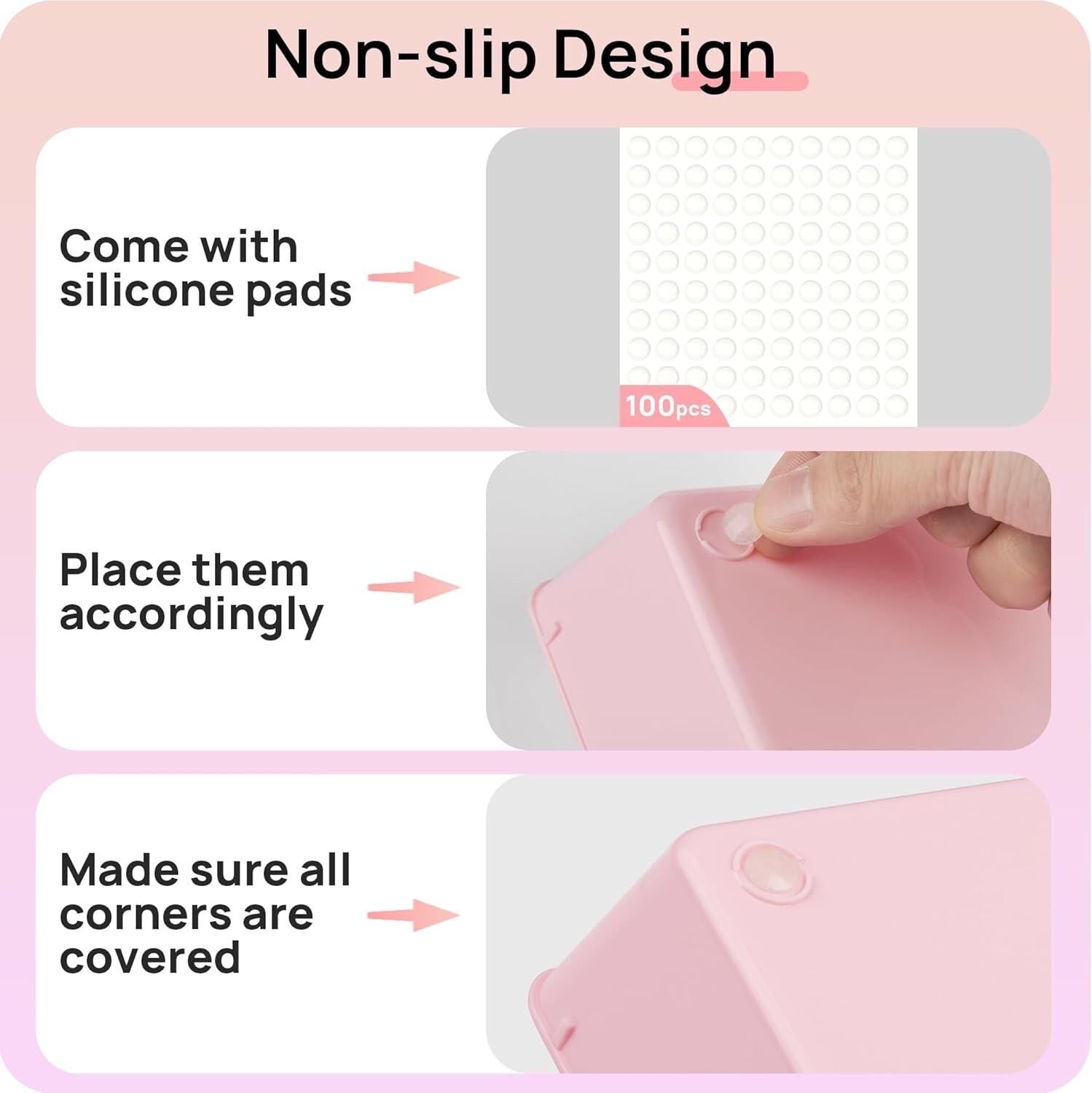 25 PCS Pink 4-Size Versatile Drawer Plastic Organizer Non-slip Storage Trays