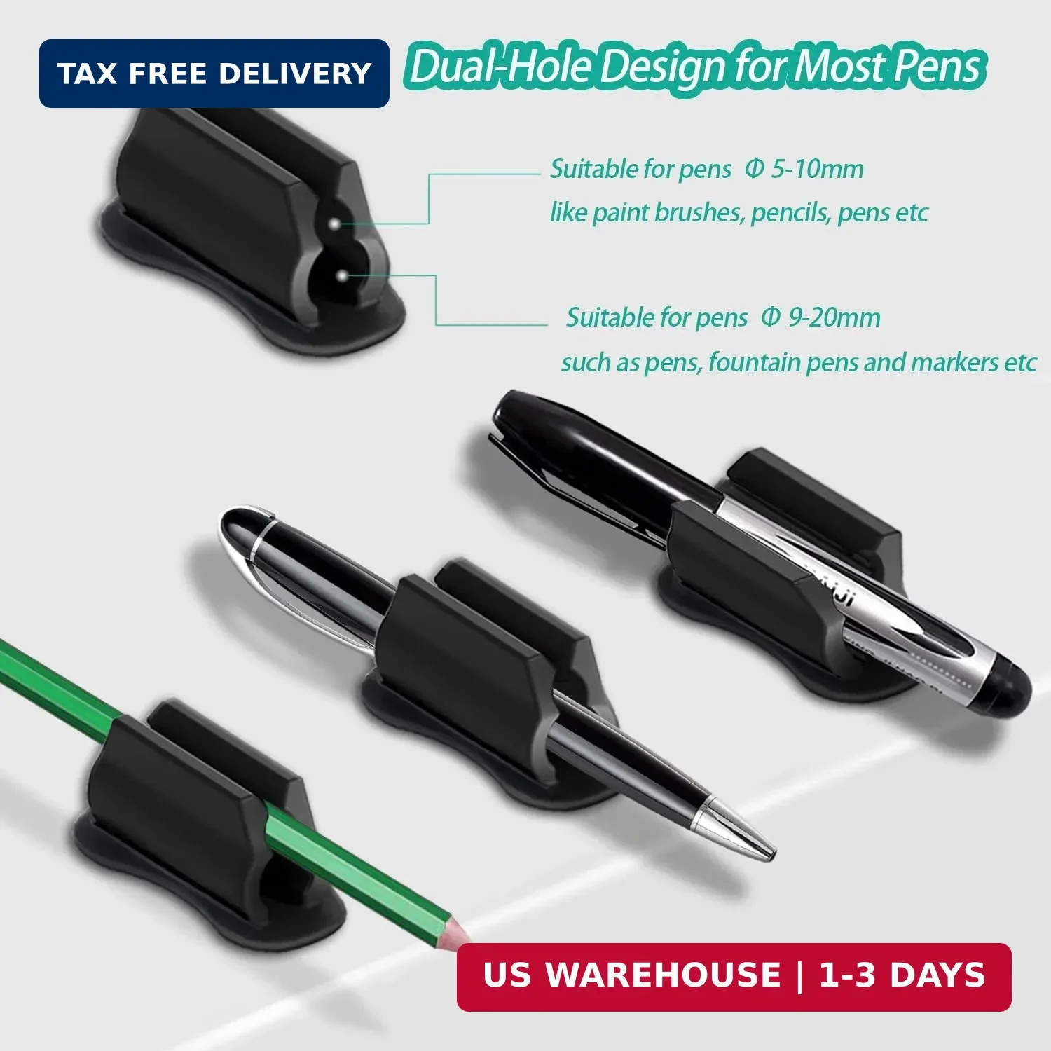 Pen Holder for Wall Pencil Holder for Desk Organizer, 6Pack Silicone Pen Holders