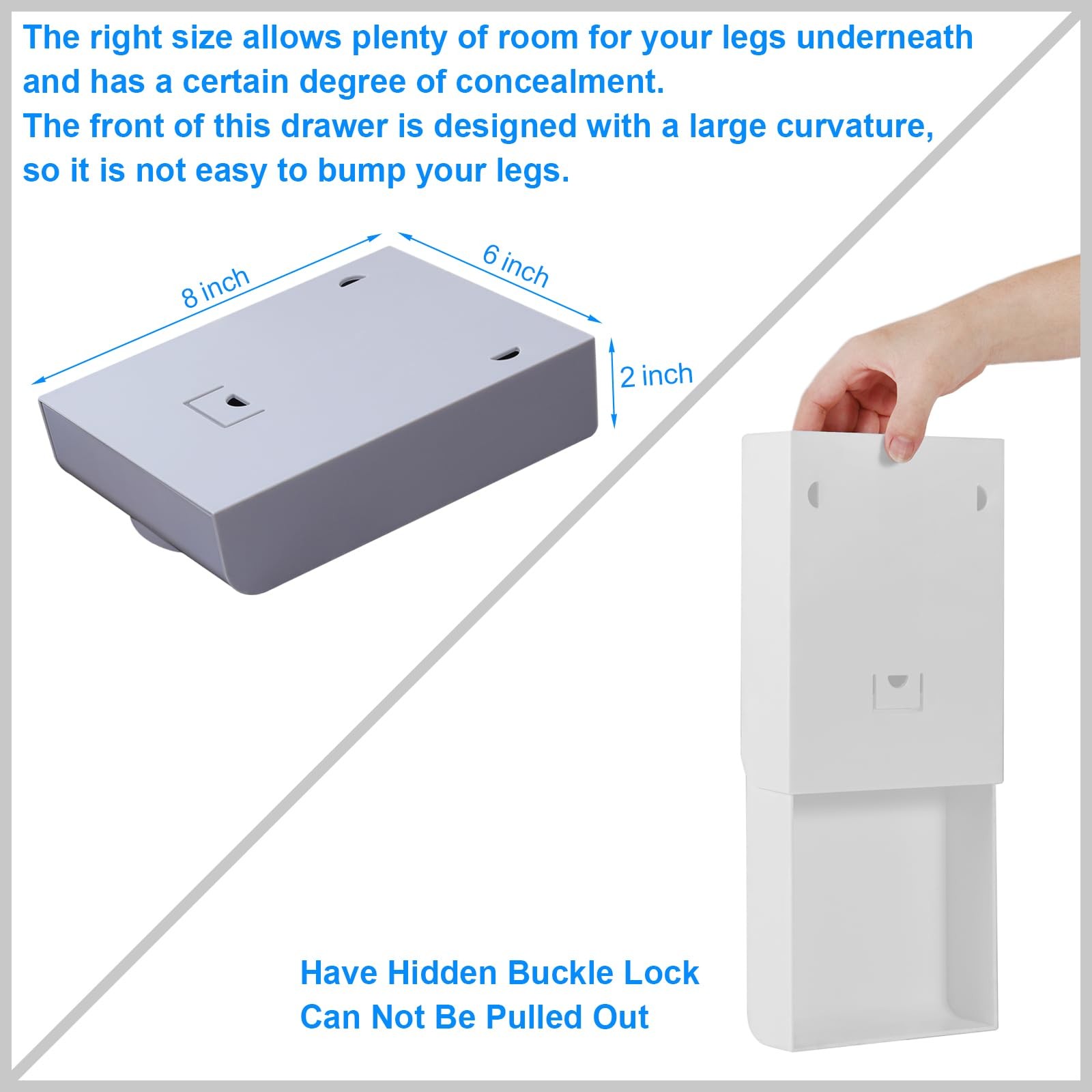 LuluEasy 2 Pack Under Desk Drawer Self-Adhesive Desktop 2pcs-Upgrade, White