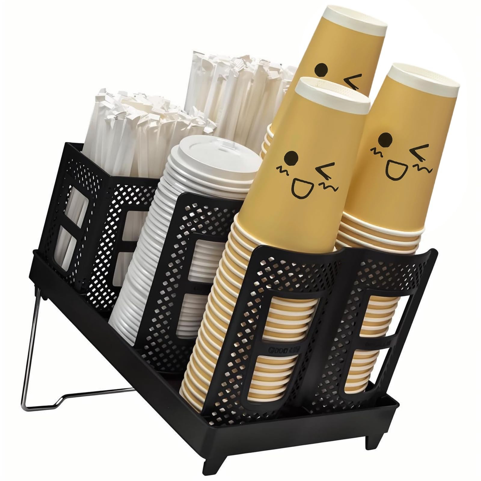 Coffee Cup Holder Organizer Unbreakable 2-IN-1 Paper and Lid BLACK