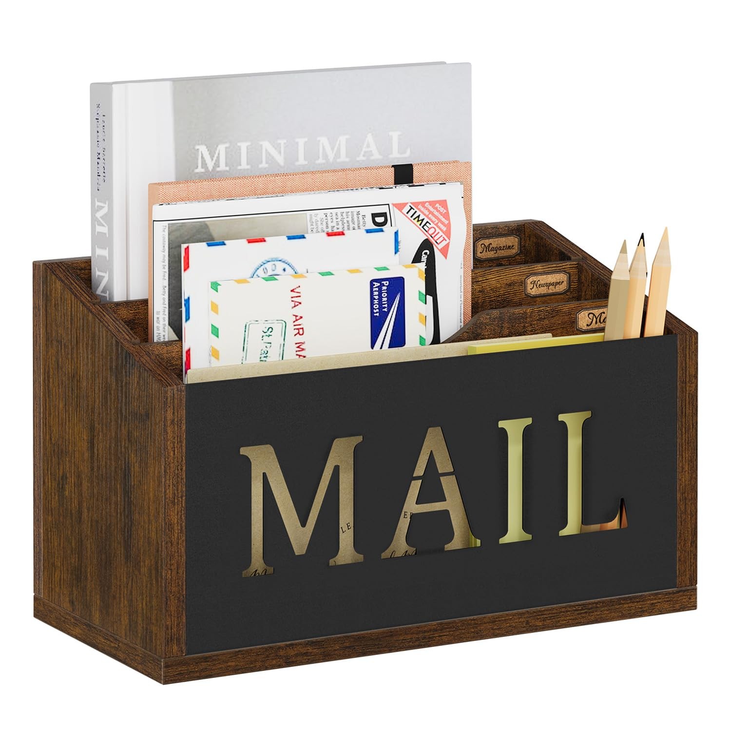 3 Compartment Mail Organizer Holder Countertop Sorter Desk Wall Mounted Office
