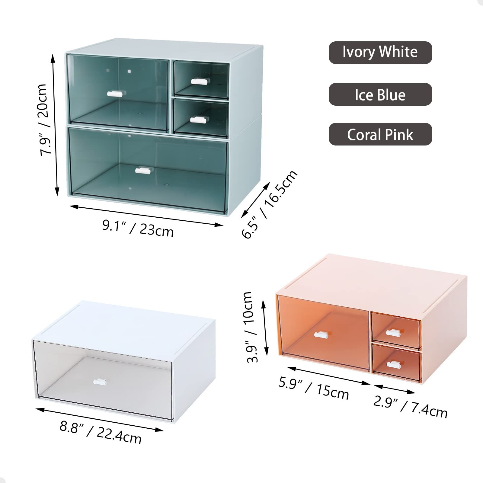 Desk Craft Organizer and Storage with 4 Mixed Drawers, Stackable Plastic Desk…