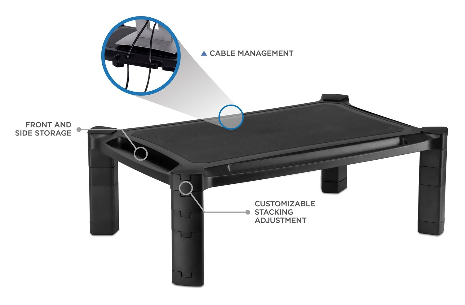 Mount-It! Desktop Computer Monitor Riser – Height Adjustable Tabletop Black