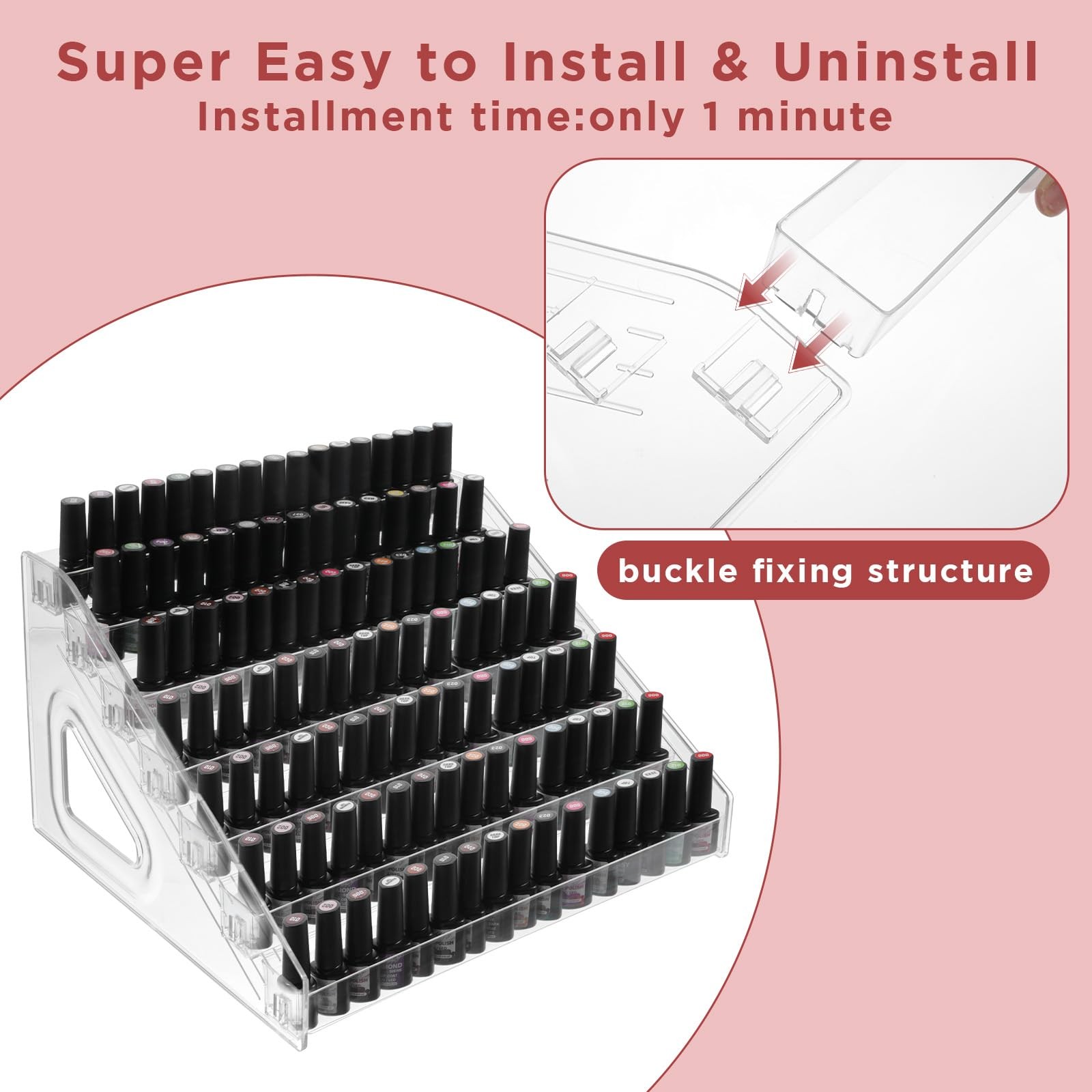 Nodaaiie 2 Pcs 7 Tiers Clear Essential Oils Nail Polish Organizer