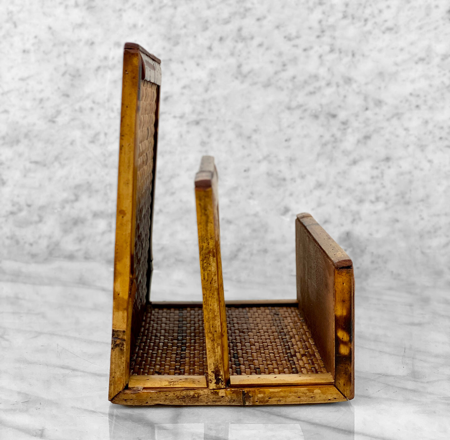 Vintage Coastal Boho Rattan Bamboo Letter Holder Desk Organizer