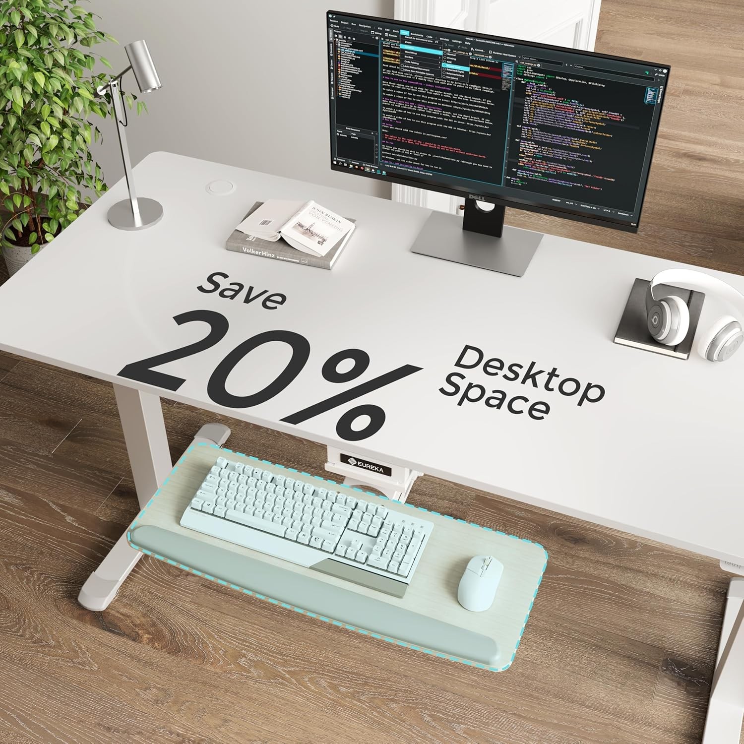 EUREKA ERGONOMIC Keyboard Tray Height Adjustable, Swivel 25 Inches, Maple