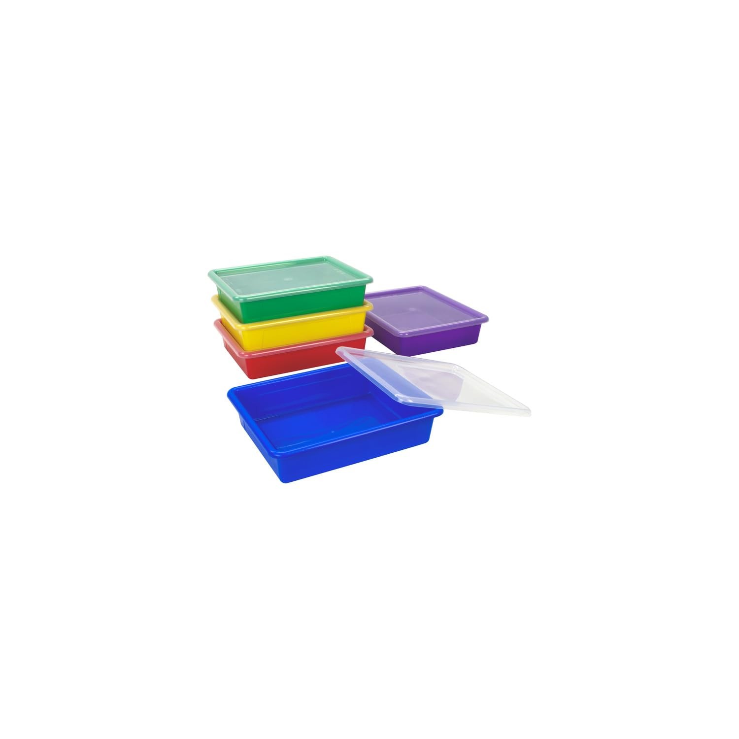 Storex Flat Storage Tray with Lid, Letter Size, 10 x 13 x 3 Inches, 5-Pack