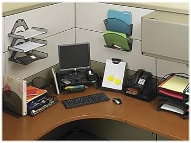 Durable Black Steel Mesh Desk Organizer with Adjustable Drawer for Smooth Access