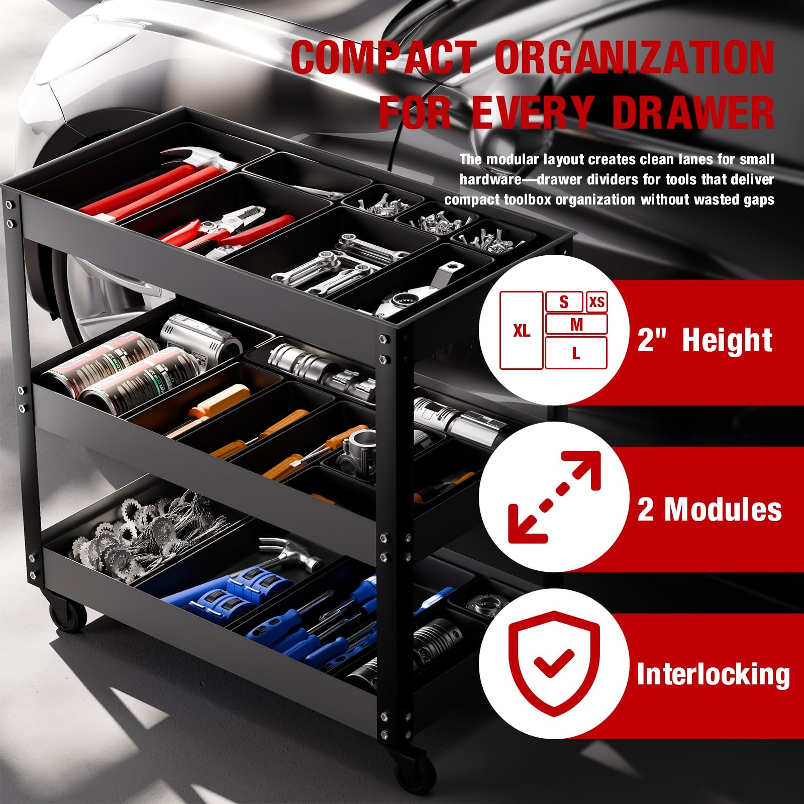 16 PCS Small Parts Tool Box Organizer Trays Drawer Screw Storage Chest Garage
