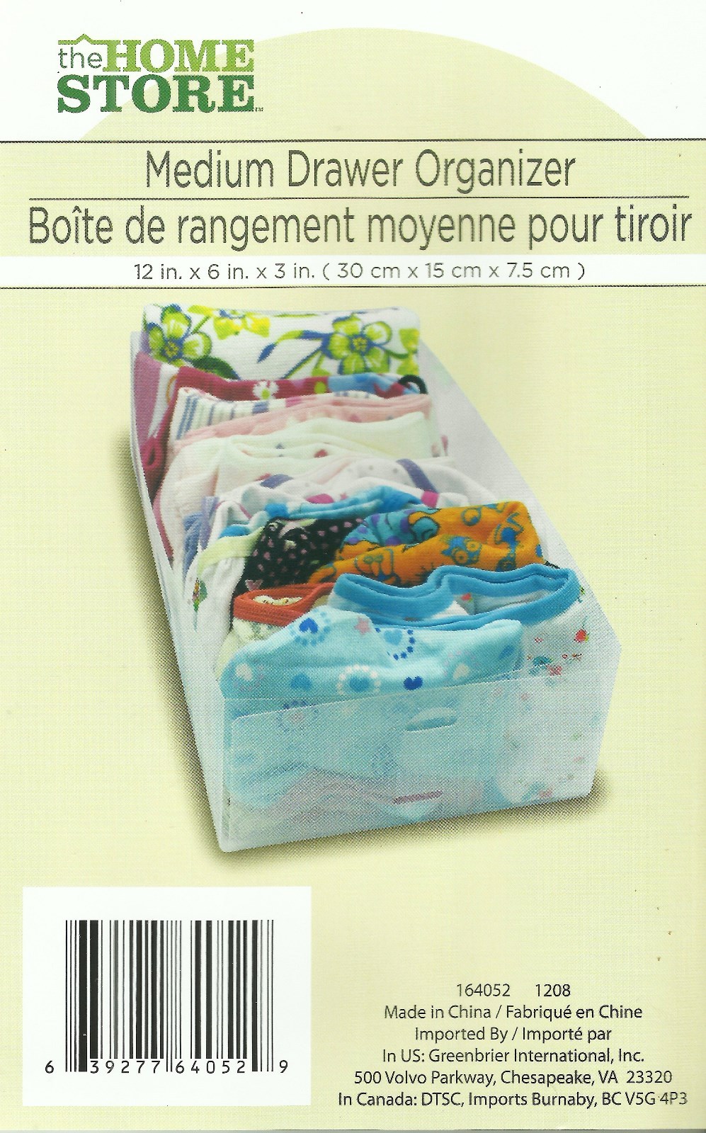 1 DRAWER ORGANIZER TRAY opaque clear 12″ x 6″ x 3″ medium size The HOME STORE