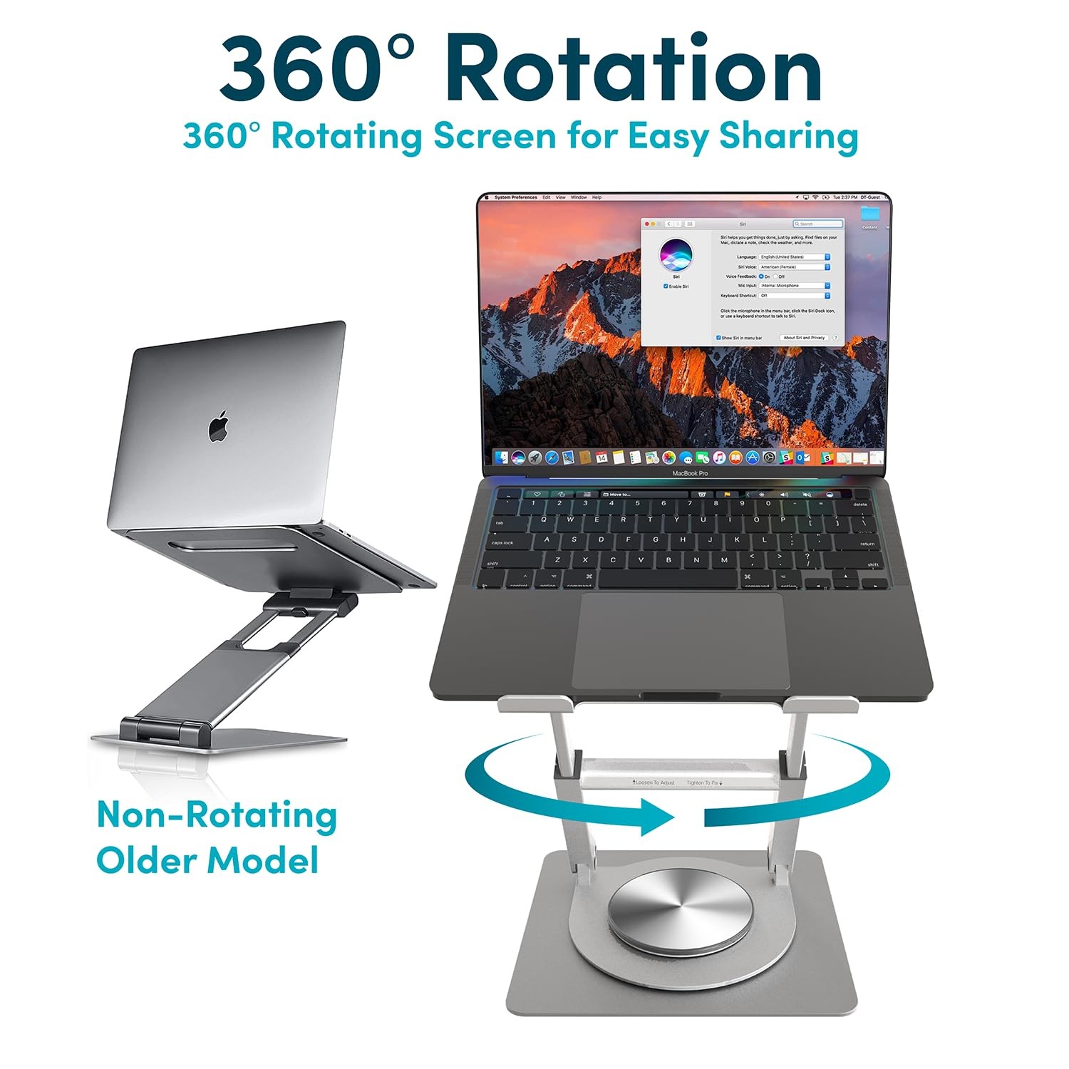 Lifelong 360 Rotating Ergonomic Laptop 1. Up to 17″ Laptop, Silver