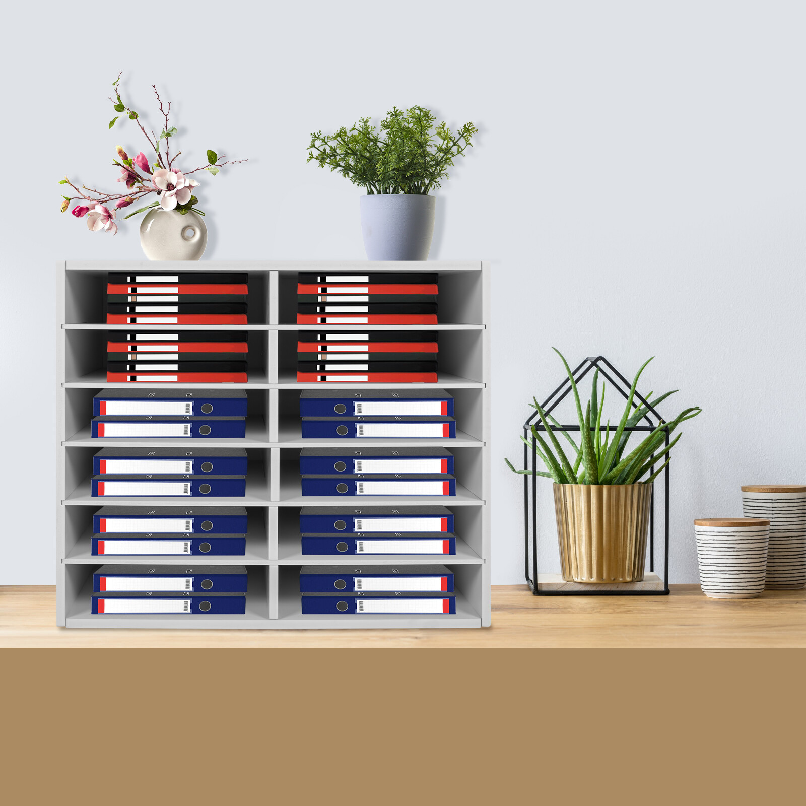 Desktop Literature Organizer File Sorter Paper Storage Holder 12 Compartments
