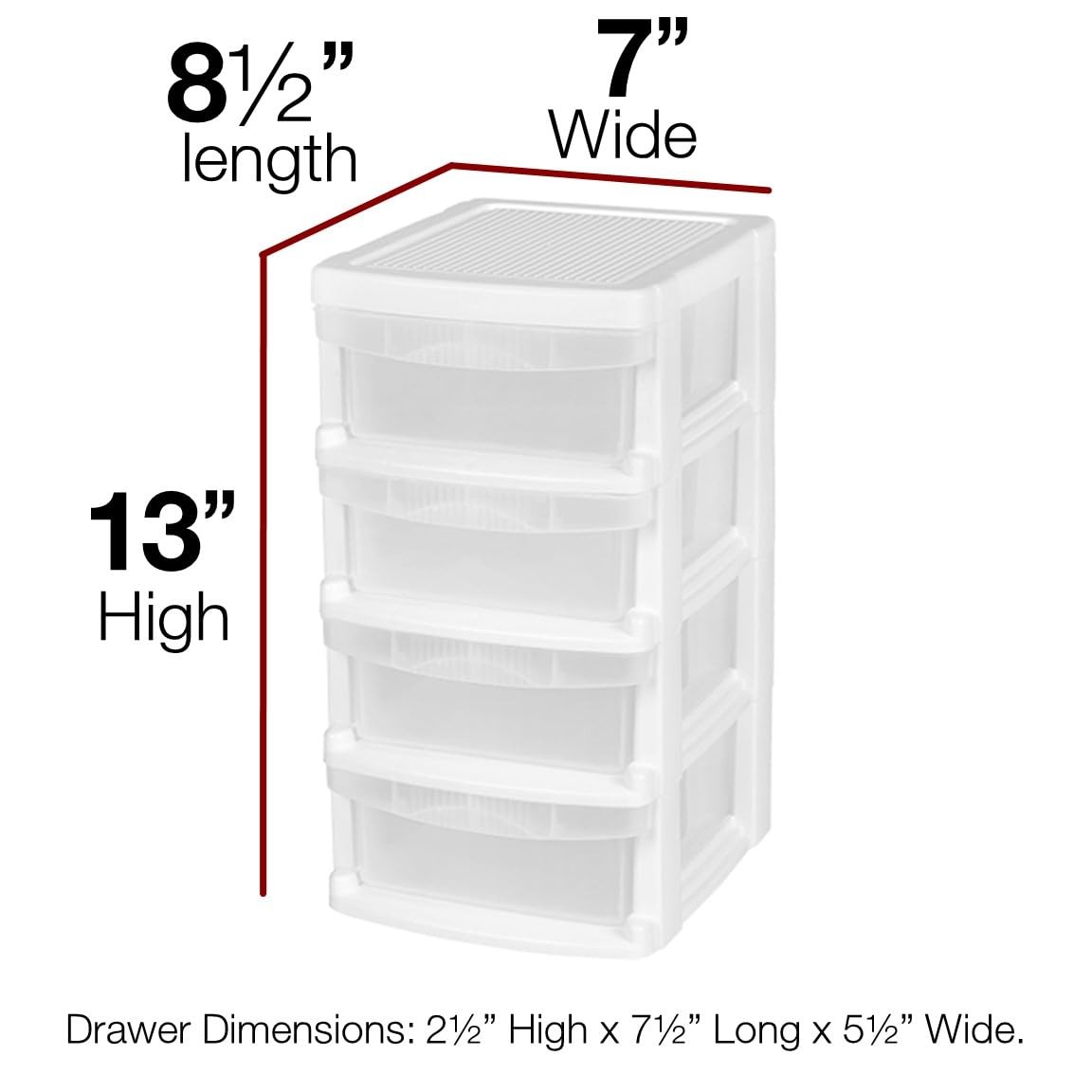 Mini Plastic Stacking Desk Top 4-Drawer 6.77 x 7.91 x 12.76 inches, White