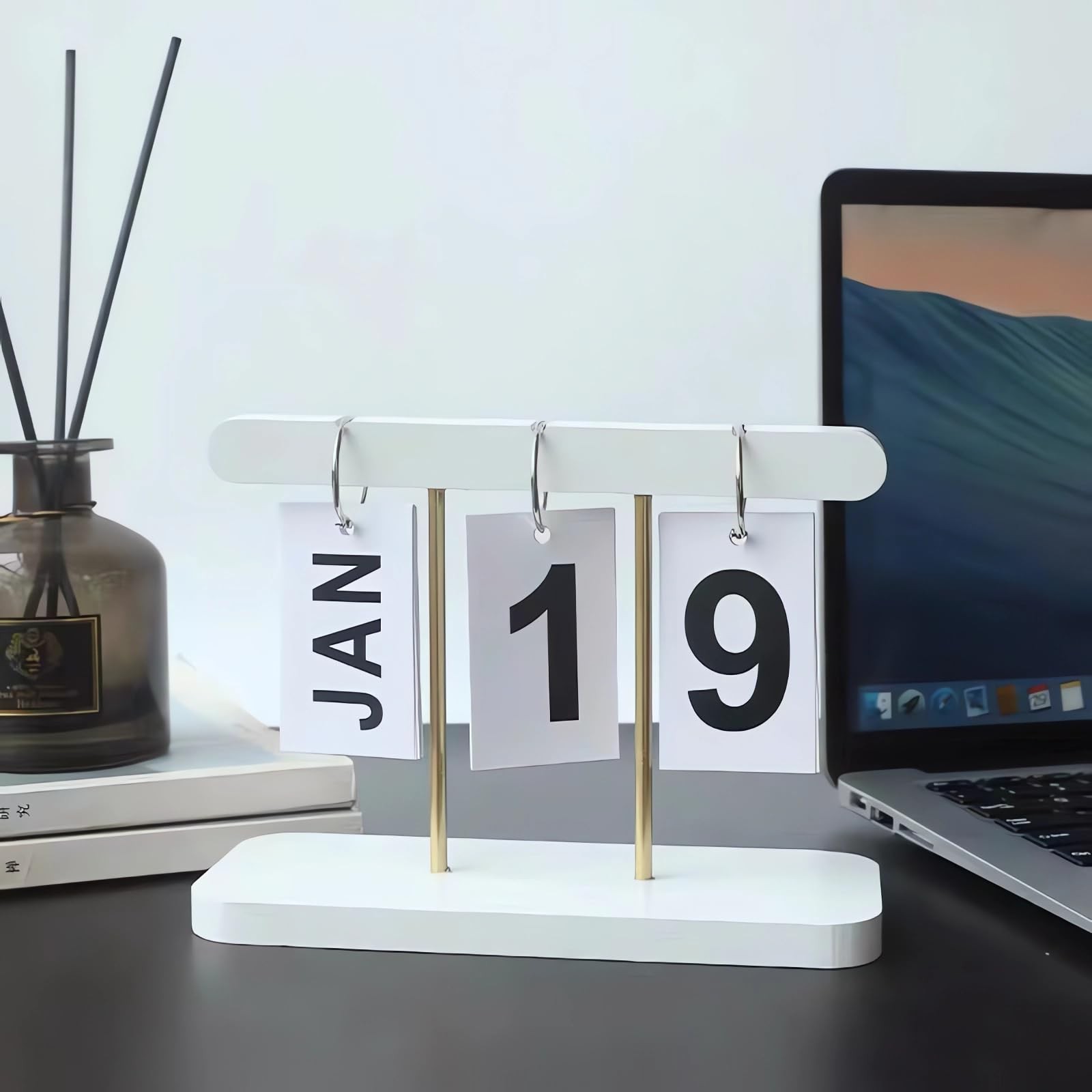 SUPTEC Perpetual Daily Flip Calendar for Desk 2026 Reusable StyleA-White