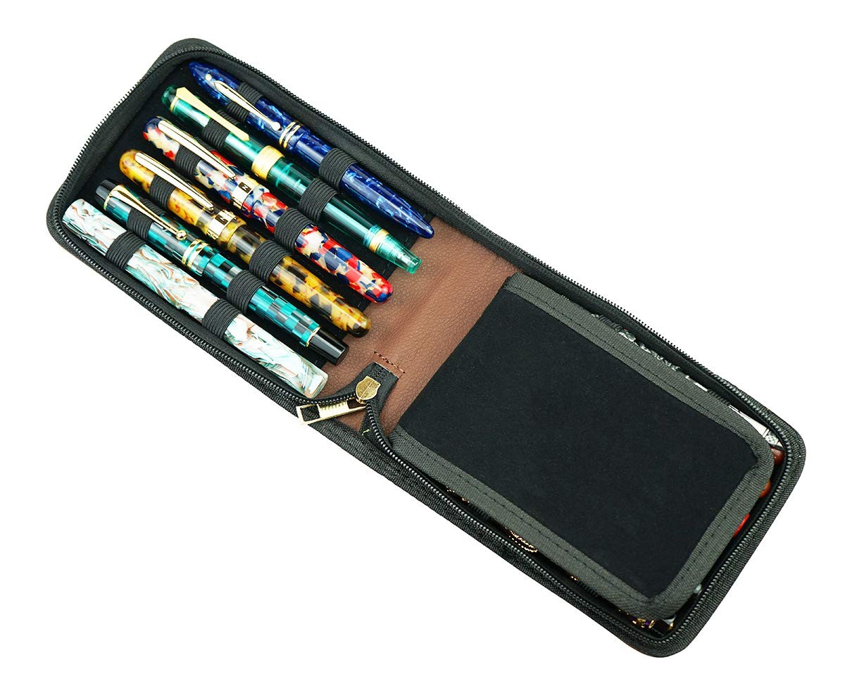 12 Fountain Pen Case PU Leather, Rollerball Pen Display Holder Bag, Pouch Lar…