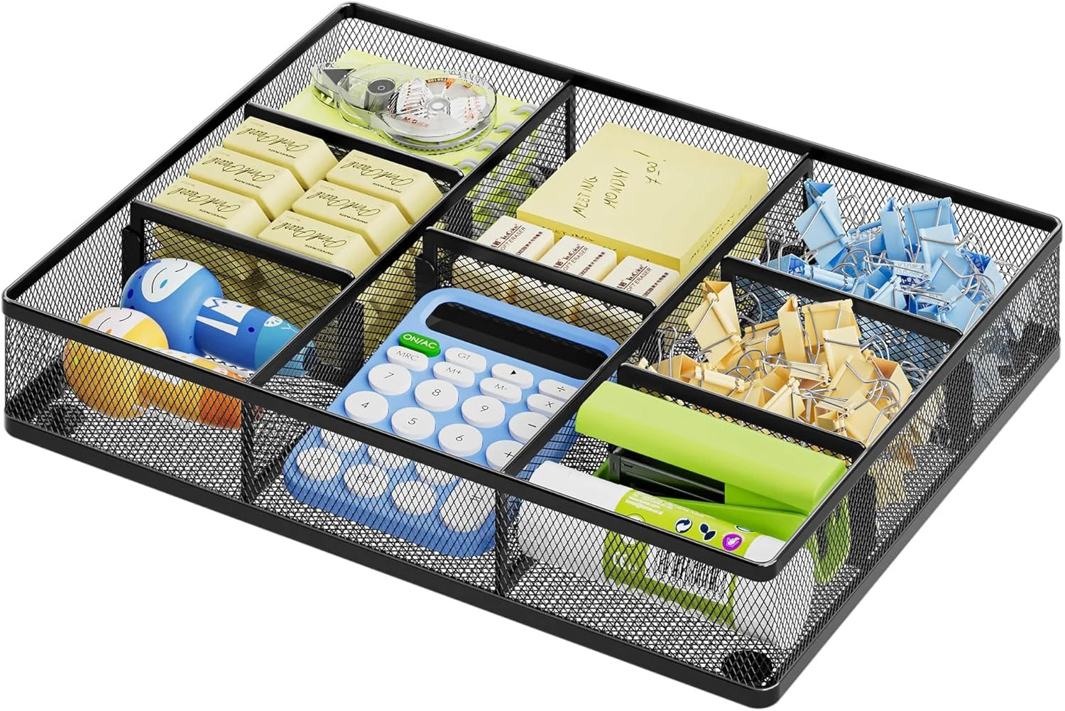 Marbrasse Desk Drawer Organizer, Metal Mesh Drawer Organizer Tray with 5 Adjusta